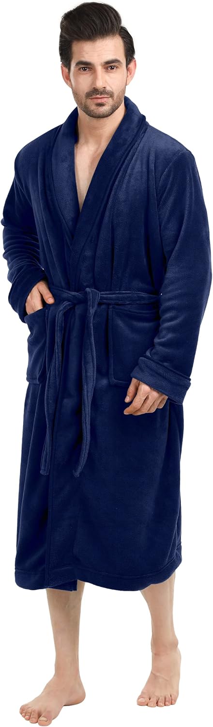 NY Threads Luxurious Mens Shawl Collar Fleece Bathrobe Long Spa Robe Large-X-Lar...