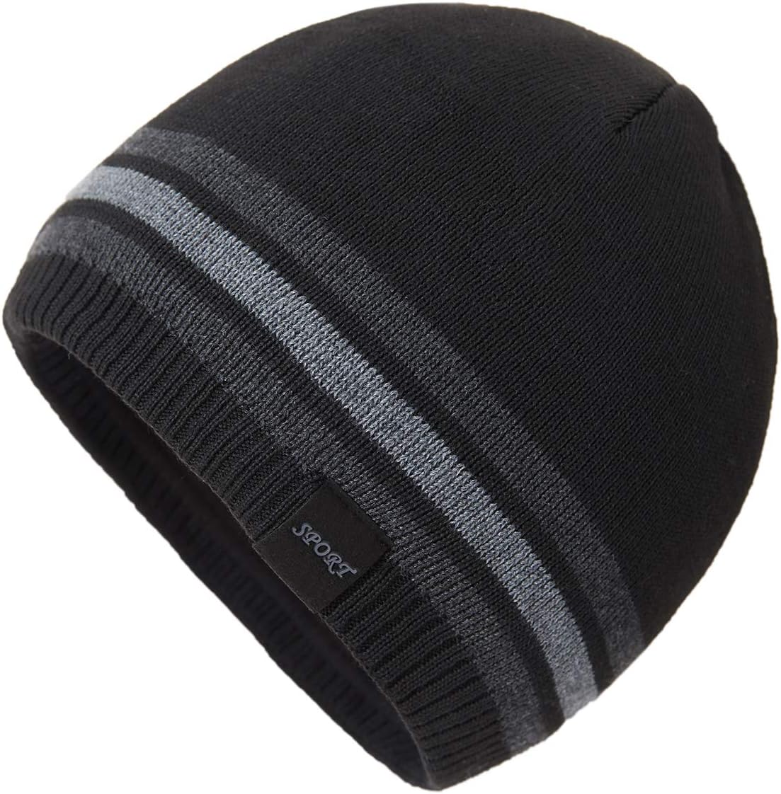 Mens Winter Warm Knitting Hats Plain Skull Beanie Cuff Toboggan Knit Cap One Siz...