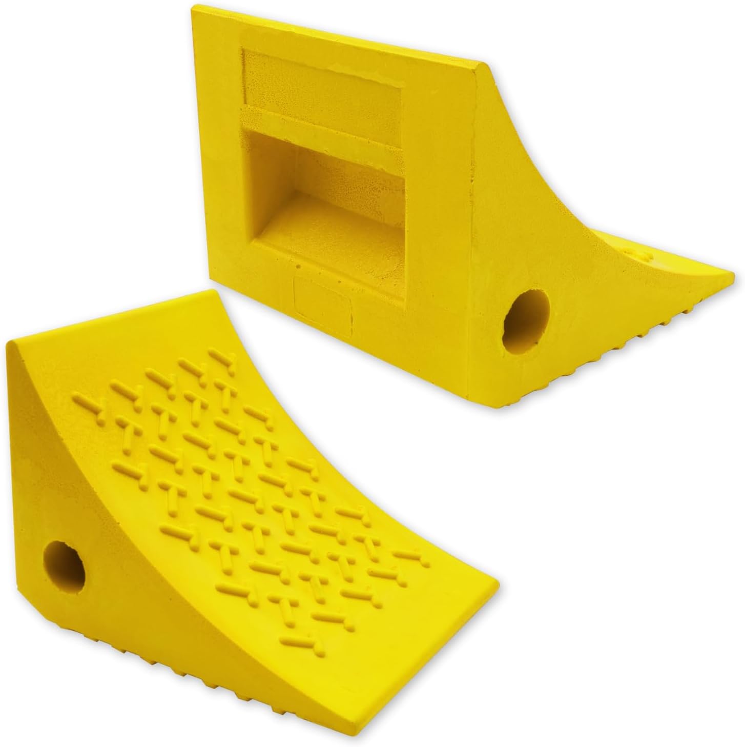 SECURITYMAN Heavy Duty Wheel Chocks (2 Pack) - Durable, Non-Slip, Solid Rubber W...