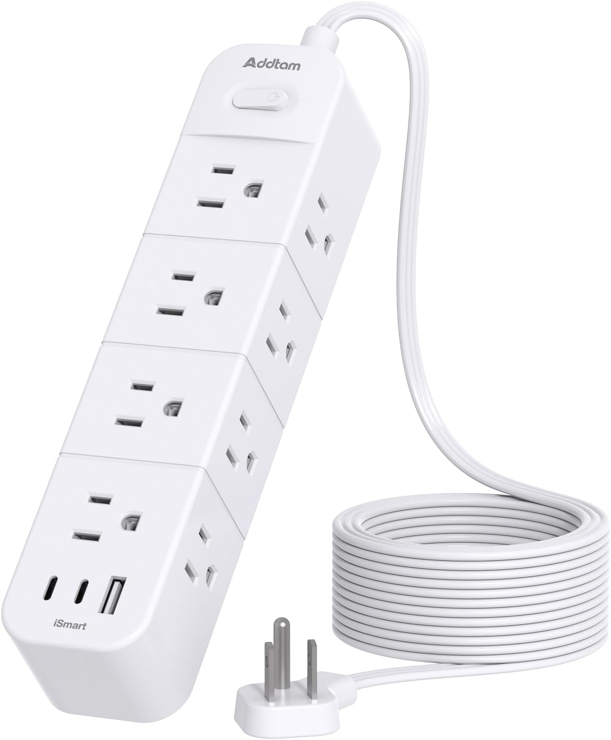Surge Protector Power Strip 15 ft Cord, Flat Plug Extension Cord with 12 Outlets...