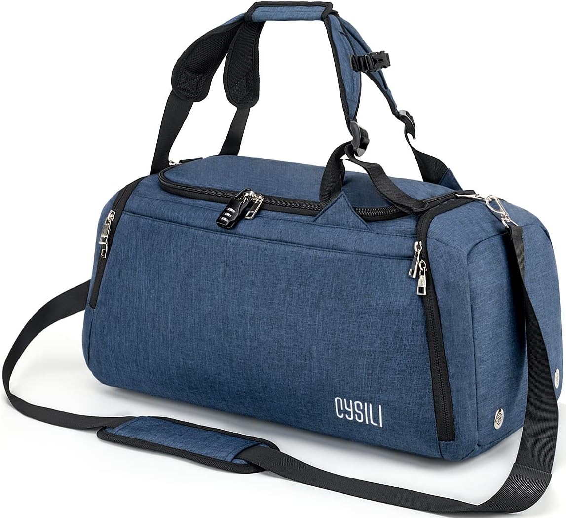 Sports Duffle Bag with Shoes Compartment and Wet Pocket, 42L Waterproof Gym Bag...