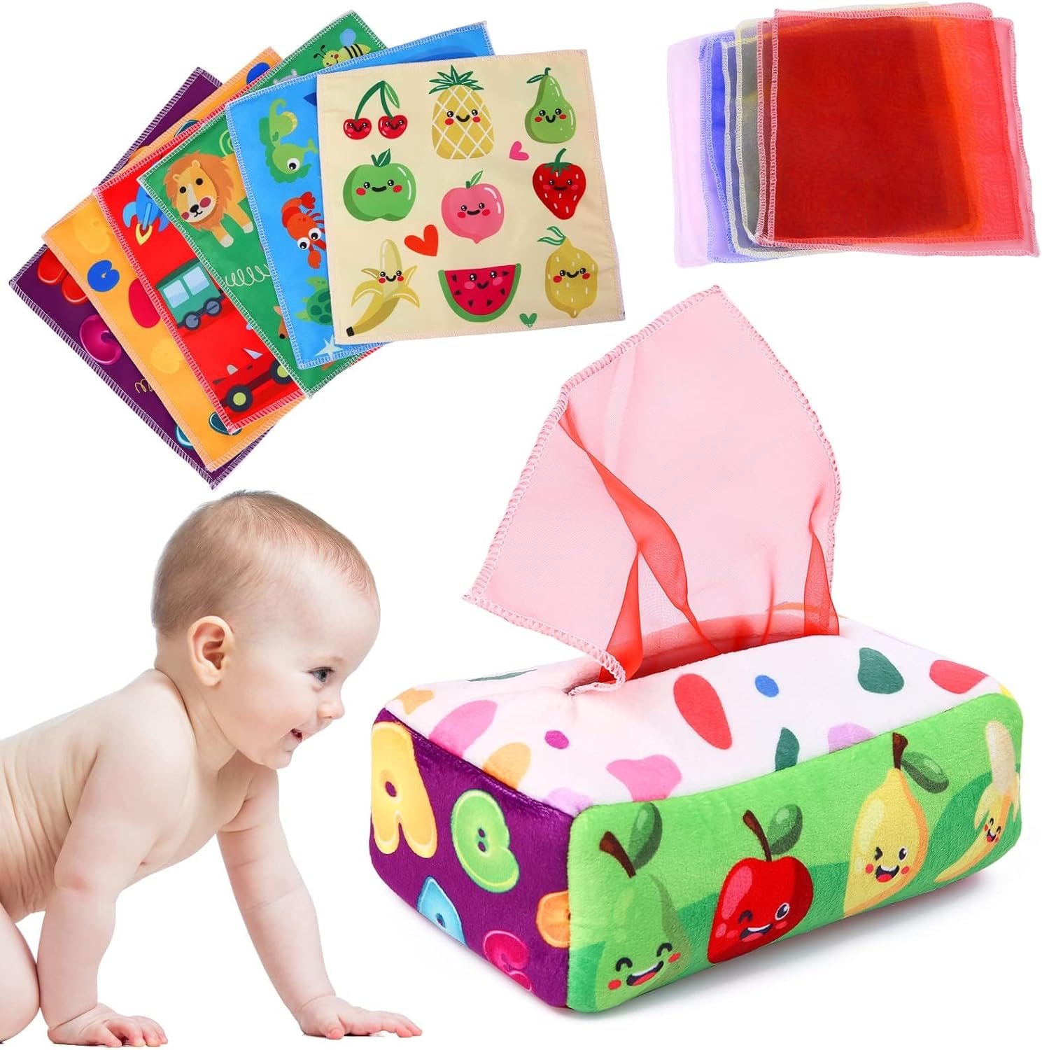 YOGINGO Baby Toys 6 to 12 Months - Tissue Box Toy Montessori for Babies 6-12 Mon...