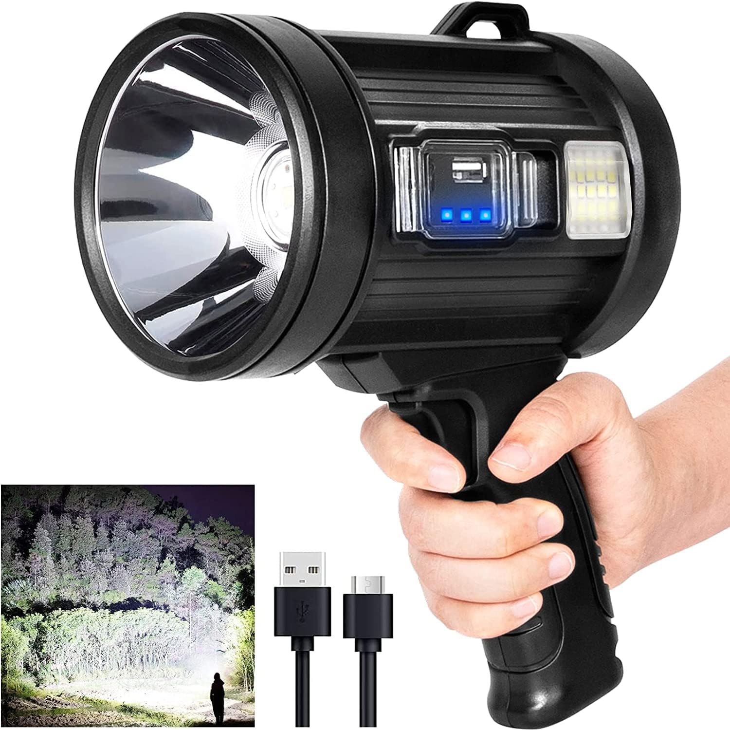 MIXILIN Rechargeable Spotlight, 1000,000 Lumens Handheld Hunting Flashlight Led...