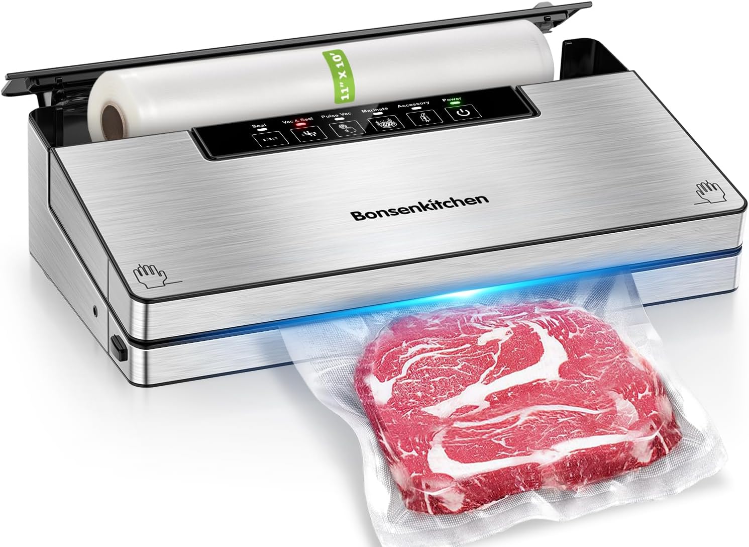 Bonsenkitchen Vacuum Sealer Machine, Powerful Stainless Steel Food Sealer with 5...