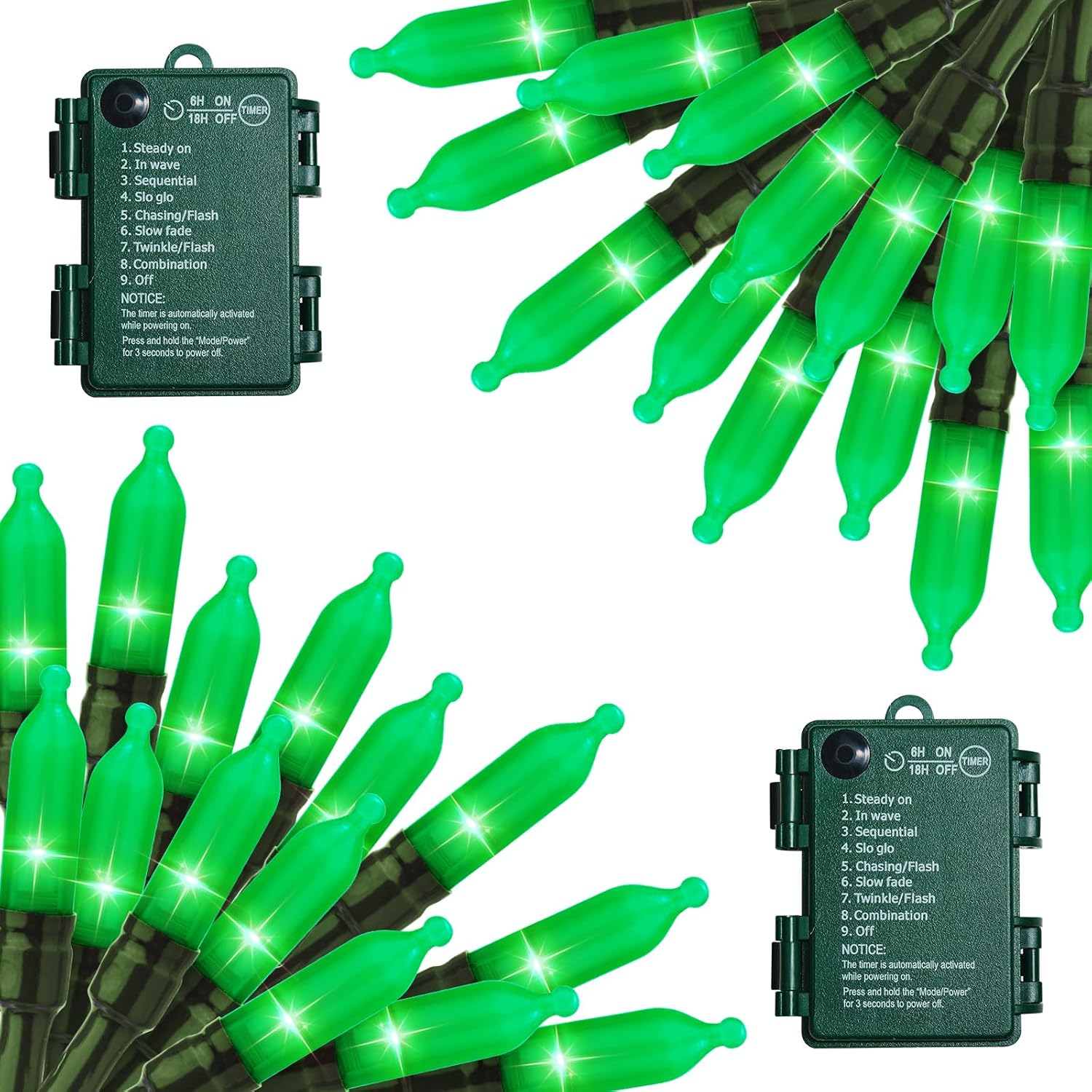 St. Patrick's Day Green String Lights，2 Pack 17.8 Feet 50 LED Battery Operated...