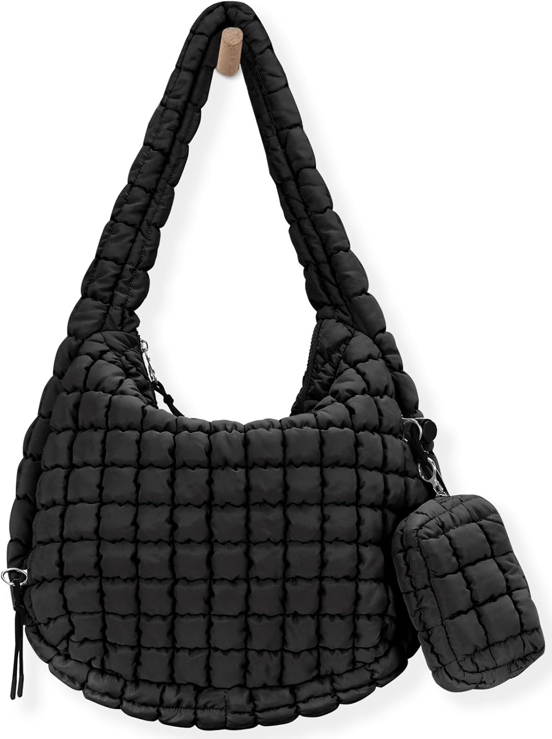 Green Checkered Quilted Tote Hobo Bag for Women, Medium to Large, 25L, 3 Pockets...