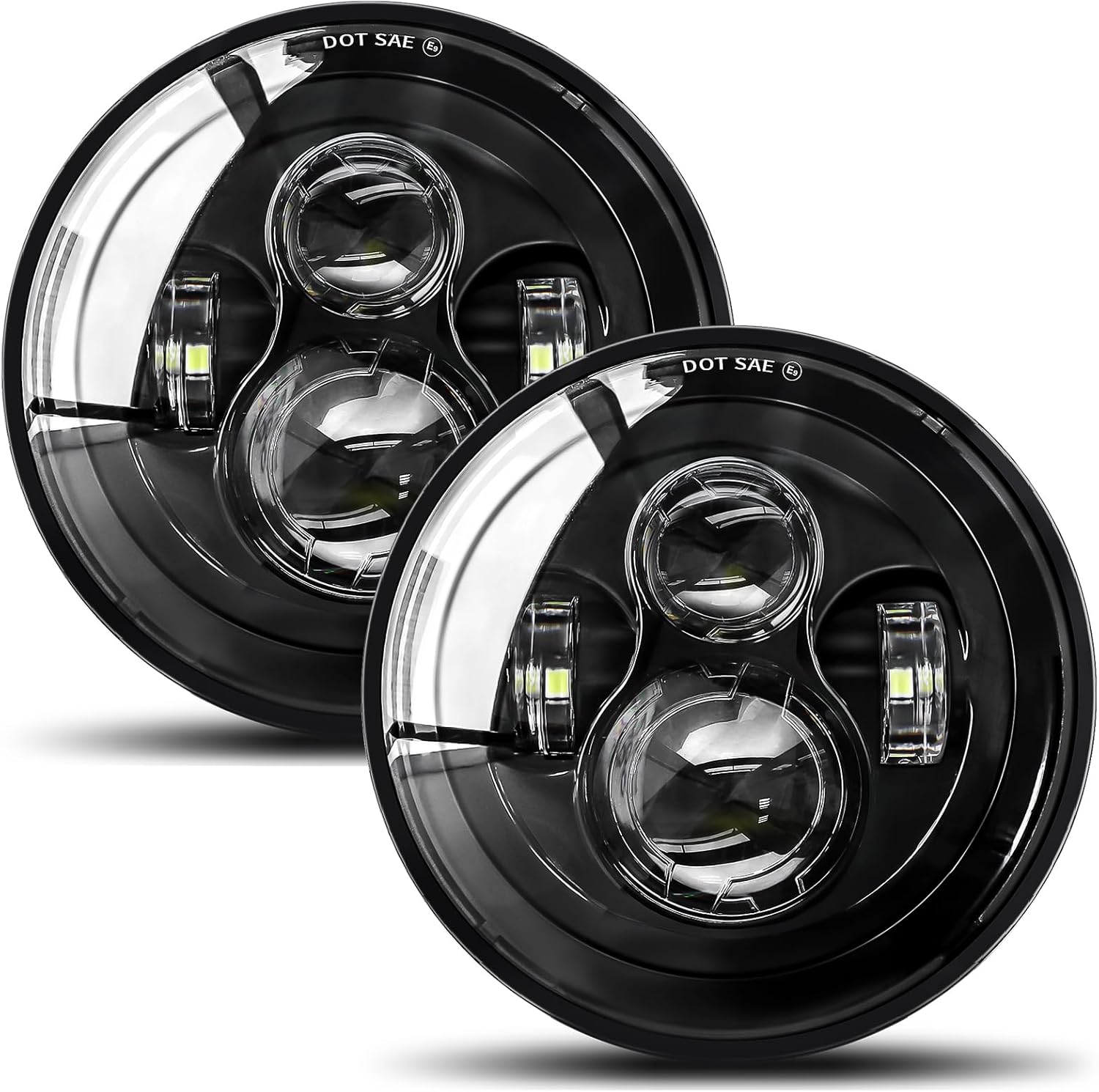 UNI-SHINE 2pcs Projector 7 Inch LED Headlights Hi/Lo Beam DOT Approved 7’’ Round...