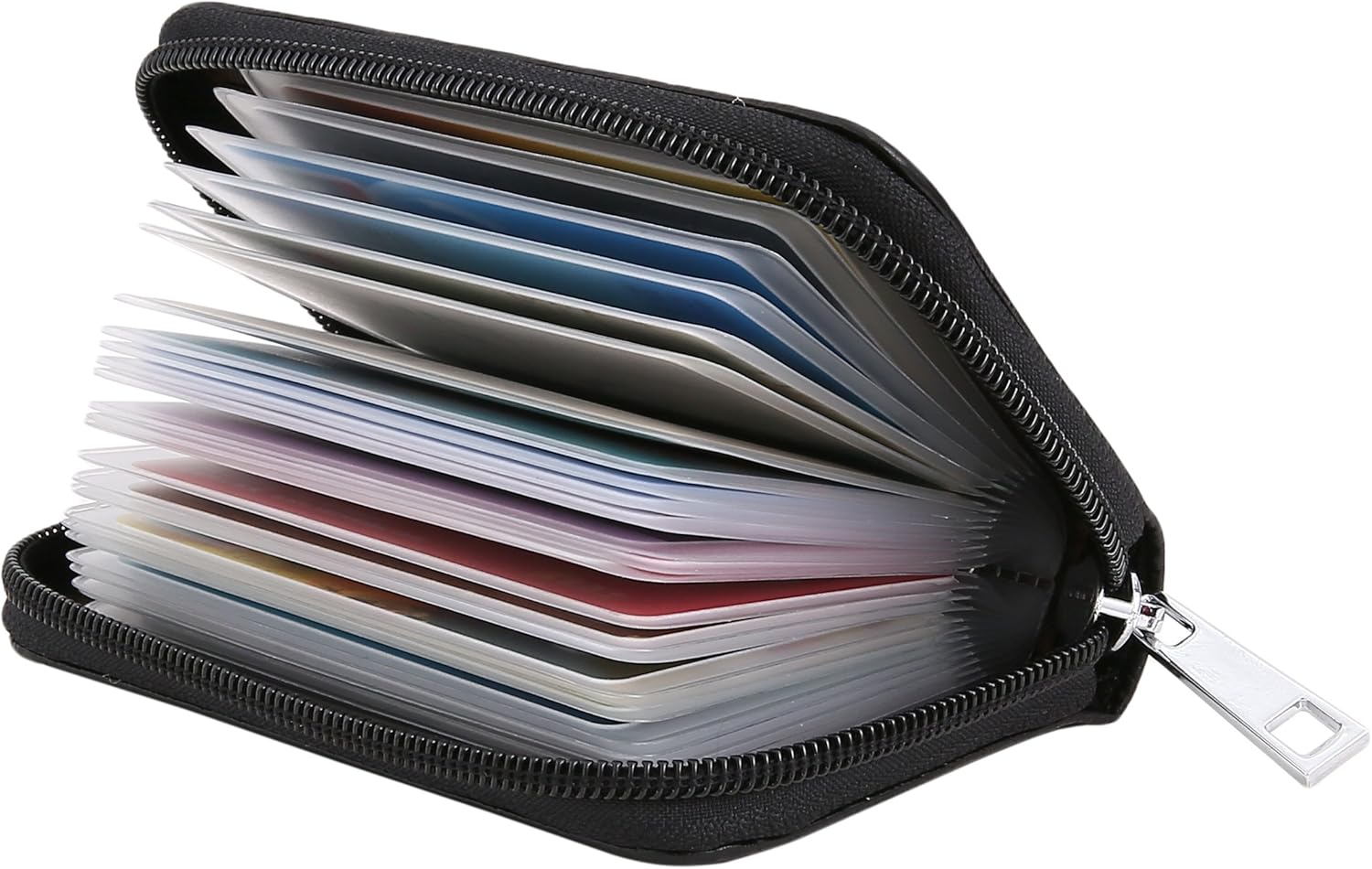 Easyoulife Genuine Leather Credit Card Holder Zipper Wallet With 26 Card Slots B...