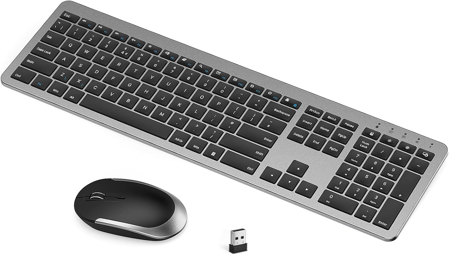 Rechargeable Wireless Keyboard and Mouse Set, seenda 2.4G Wireless USB Ultra Thi...