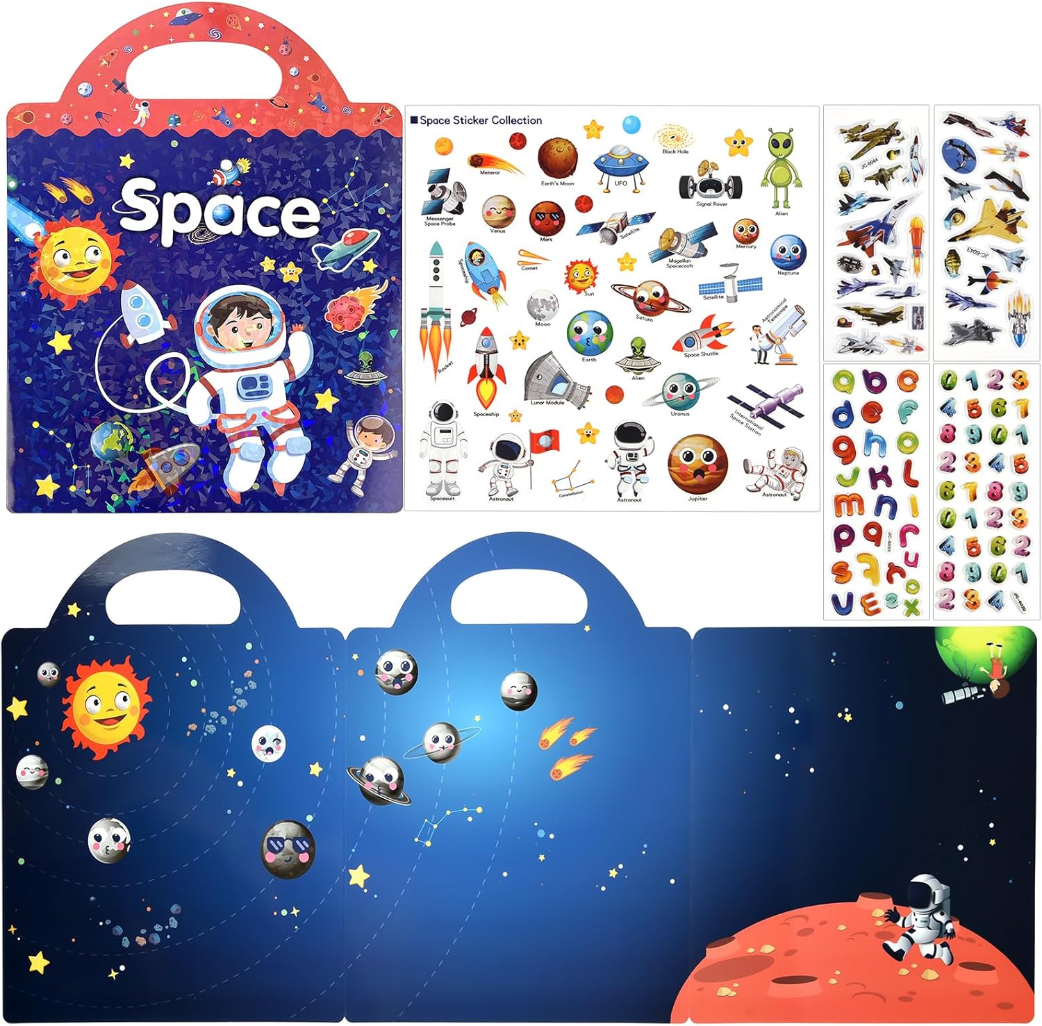 ASTARON 3D Sticker Scenes Book for Kids, 88 Pcs Reusable Space Jelly Stickers fo...