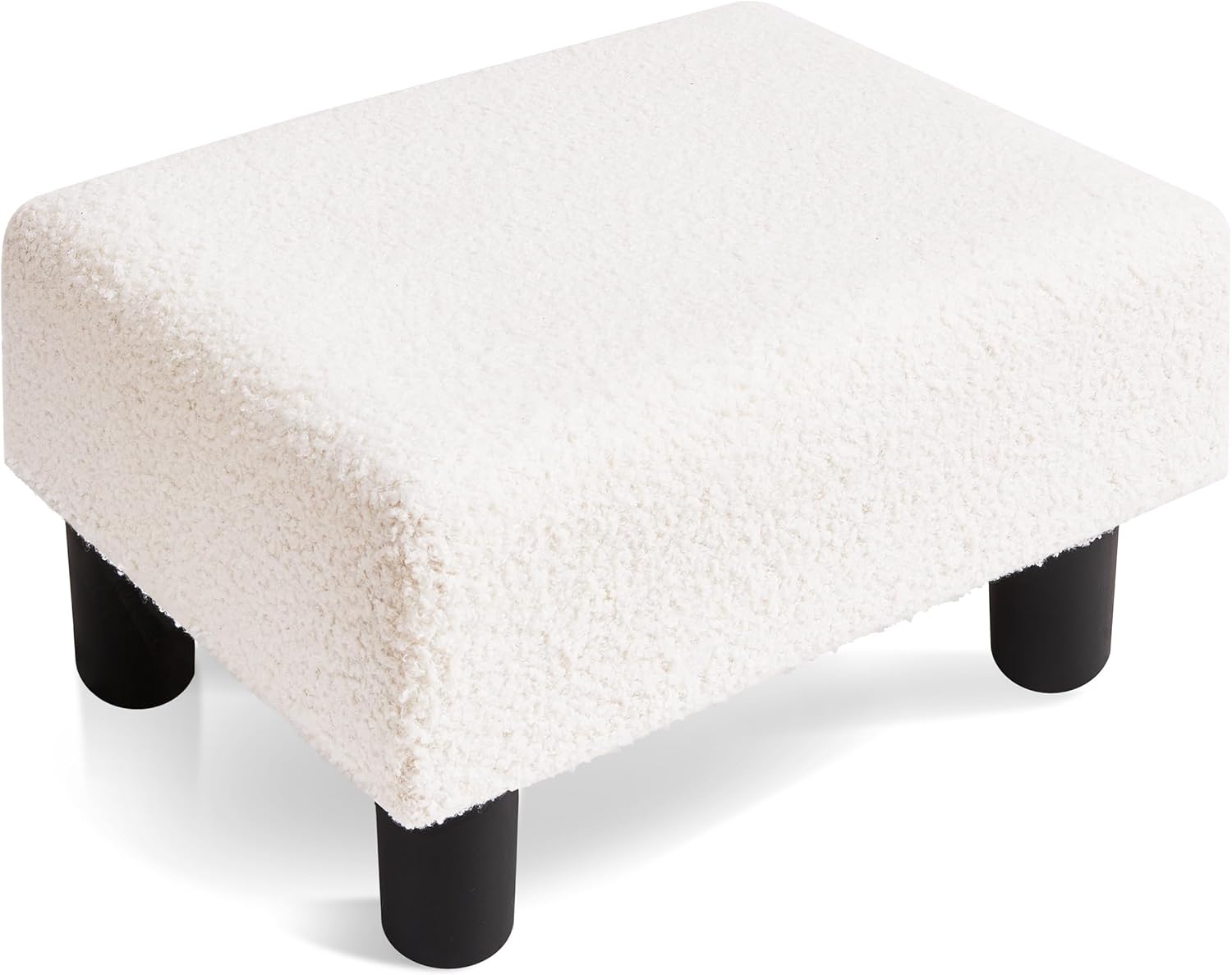 Poofzy Small Foot Stool, Rectangle Small Ottoman Foot Rest for Couch, Sherpa Ott...