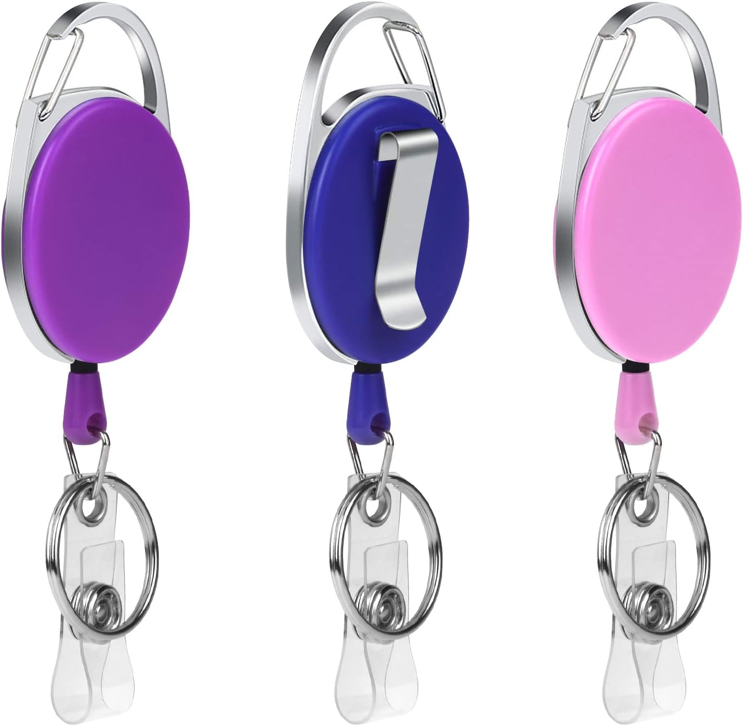Vicloon Retractable Badge Reels, 3 Pcs Reel Clips Extendable Key Chain Key Lanya...