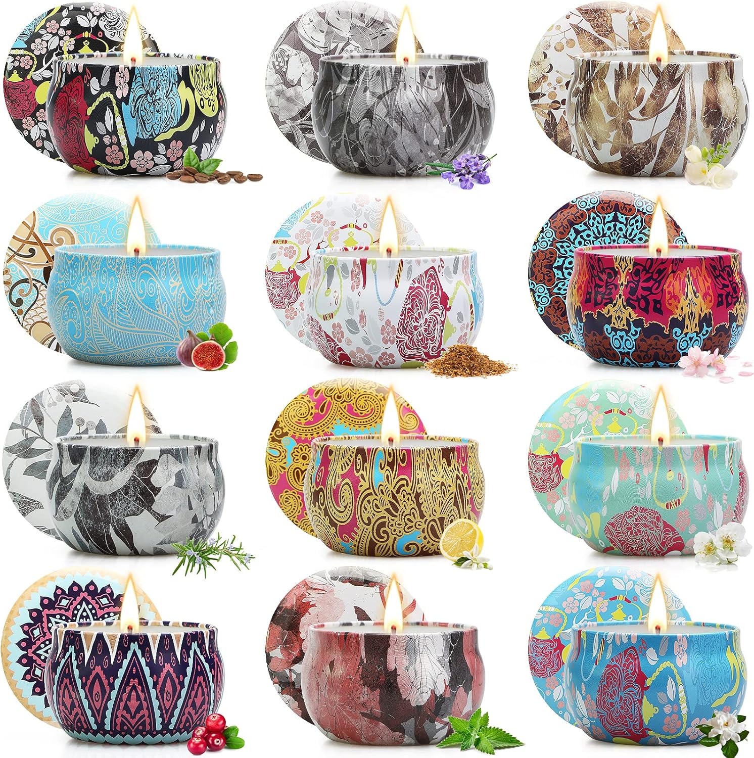 Scented Candles Gifts Set for Women, 12 Pack Aromatherapy Candle 240 Hours Burni...