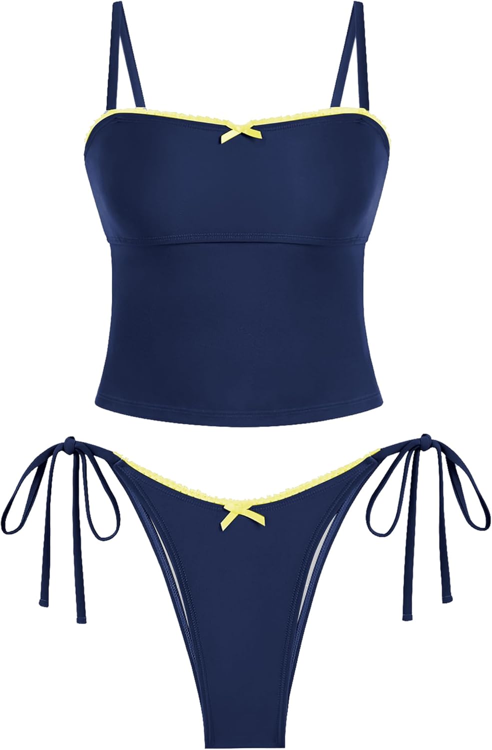 ZAFUL Tankini Swimsuits for Women Bow Tie Side Bathing Suits Tummy Control High...