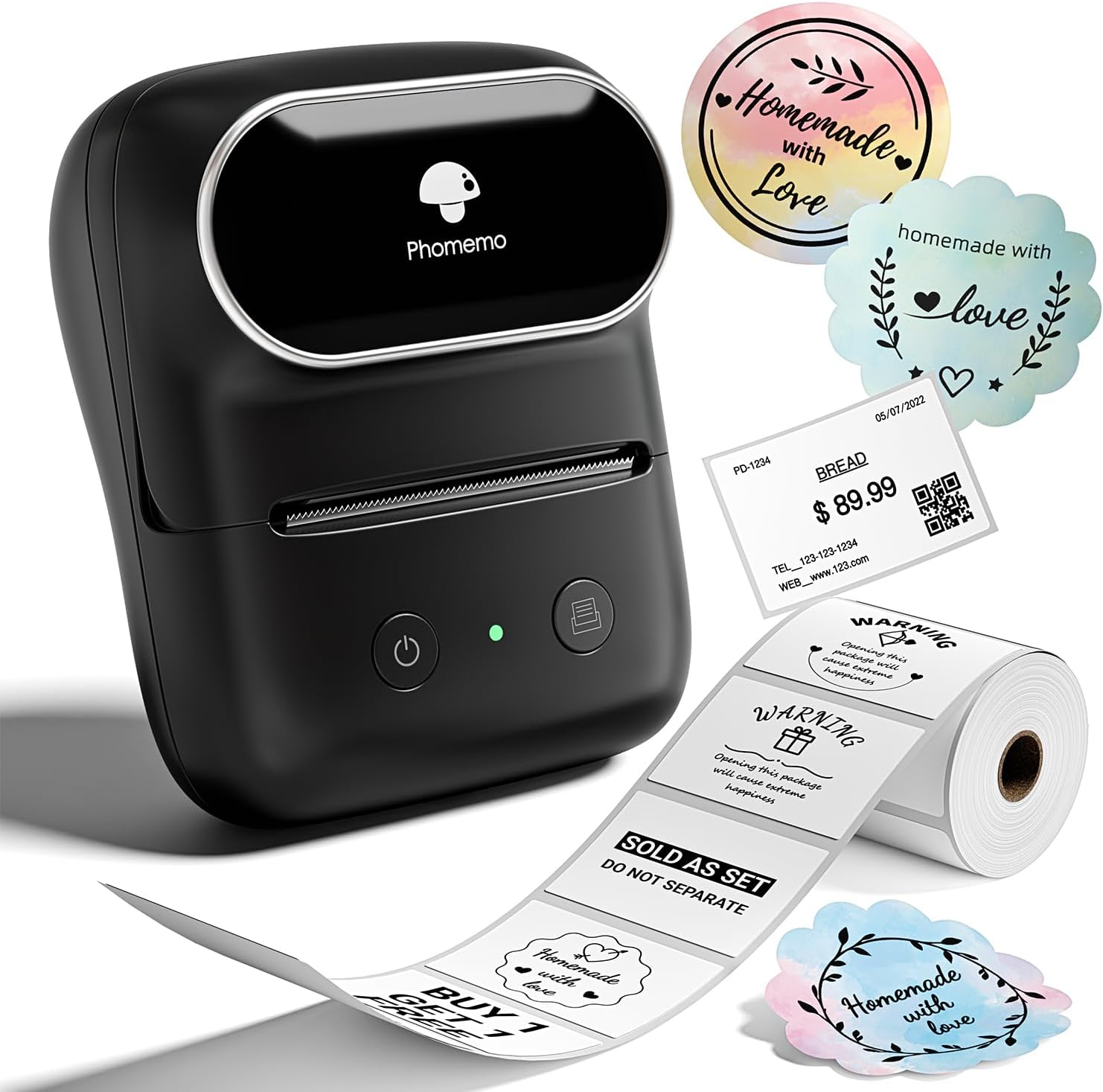 Phomemo M108 Bluetooth Label Maker Machine with Tape, 2 Inch Portable Thermal La...