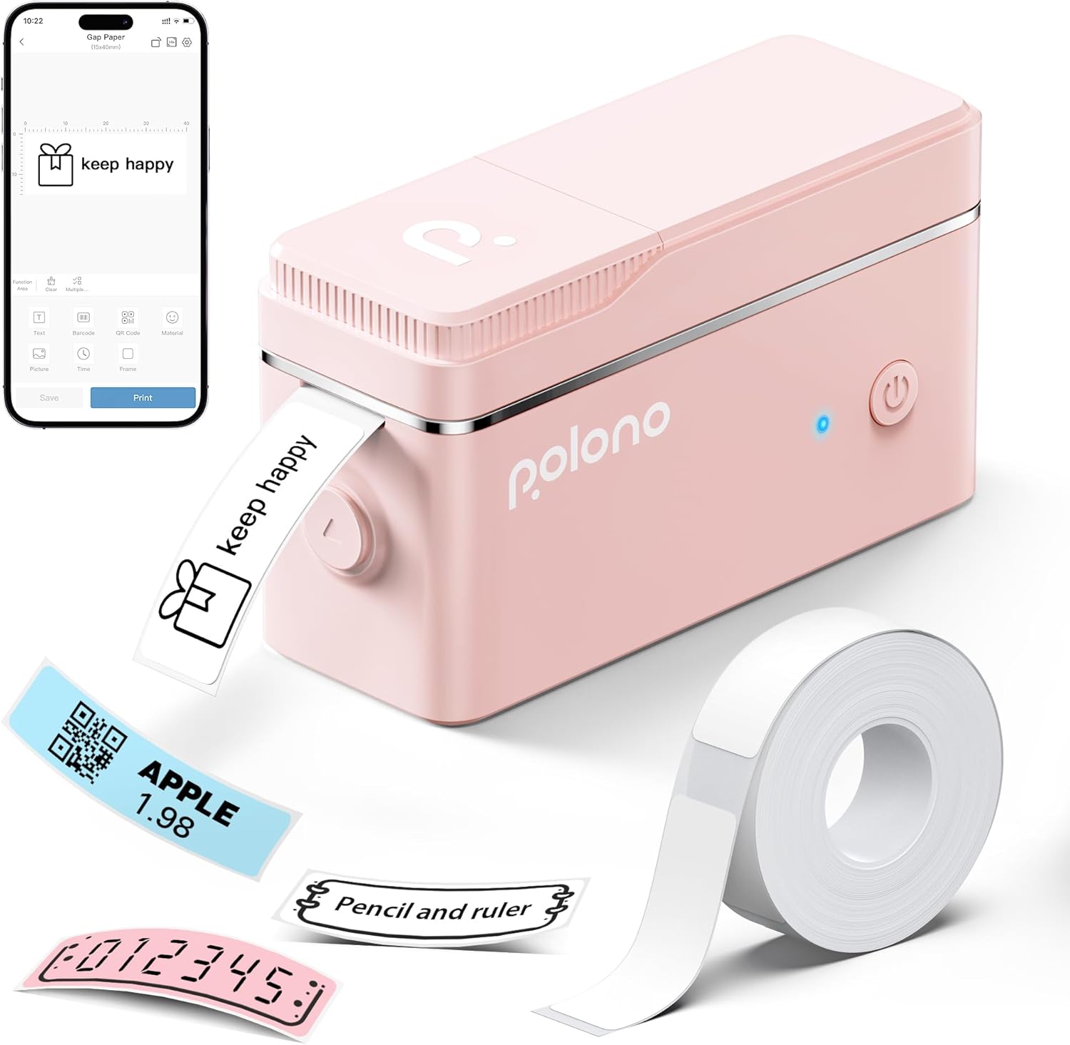 POLONO P31S Label Maker Machine with Tape, Portabl...