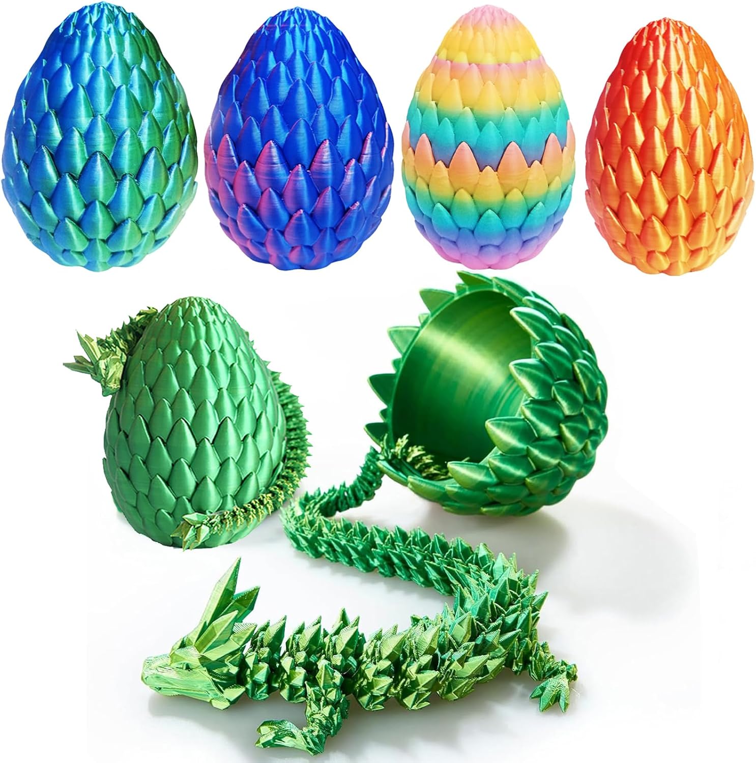 12inch 3D Printed Dragon Egg,Mystery Crystal Dragon Fidget Toys,Articulated Drag...