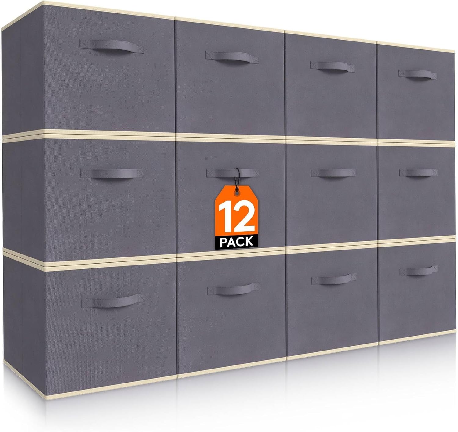 Lifewit 12 Packs Storage Cubes, 11 Inch Cube Storage Bins, Foldable Decorative F...