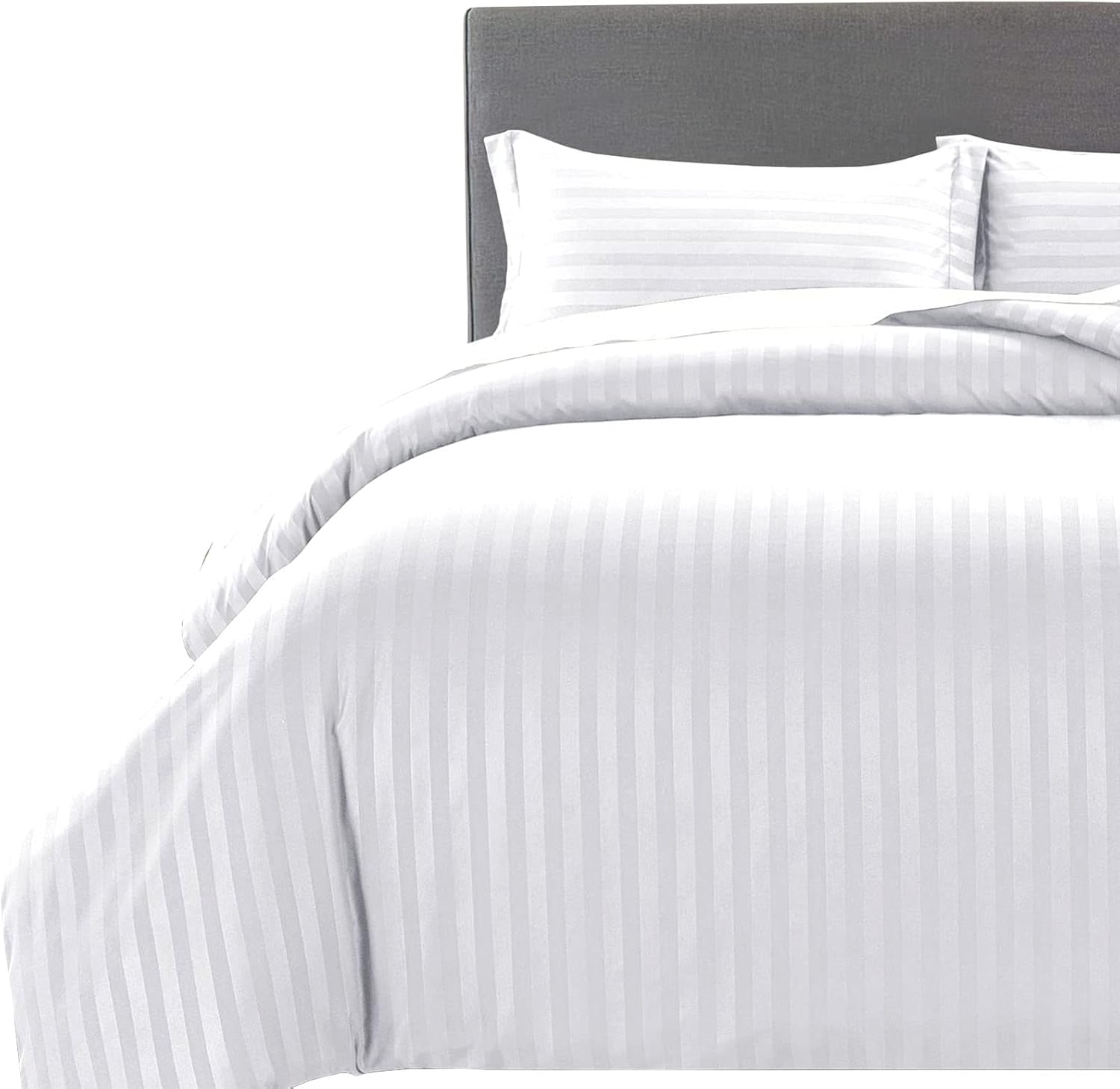 MOONLIGHT20015 King Size Duvet Cover Sets Reversible Stripes Satin Bedding Set w...