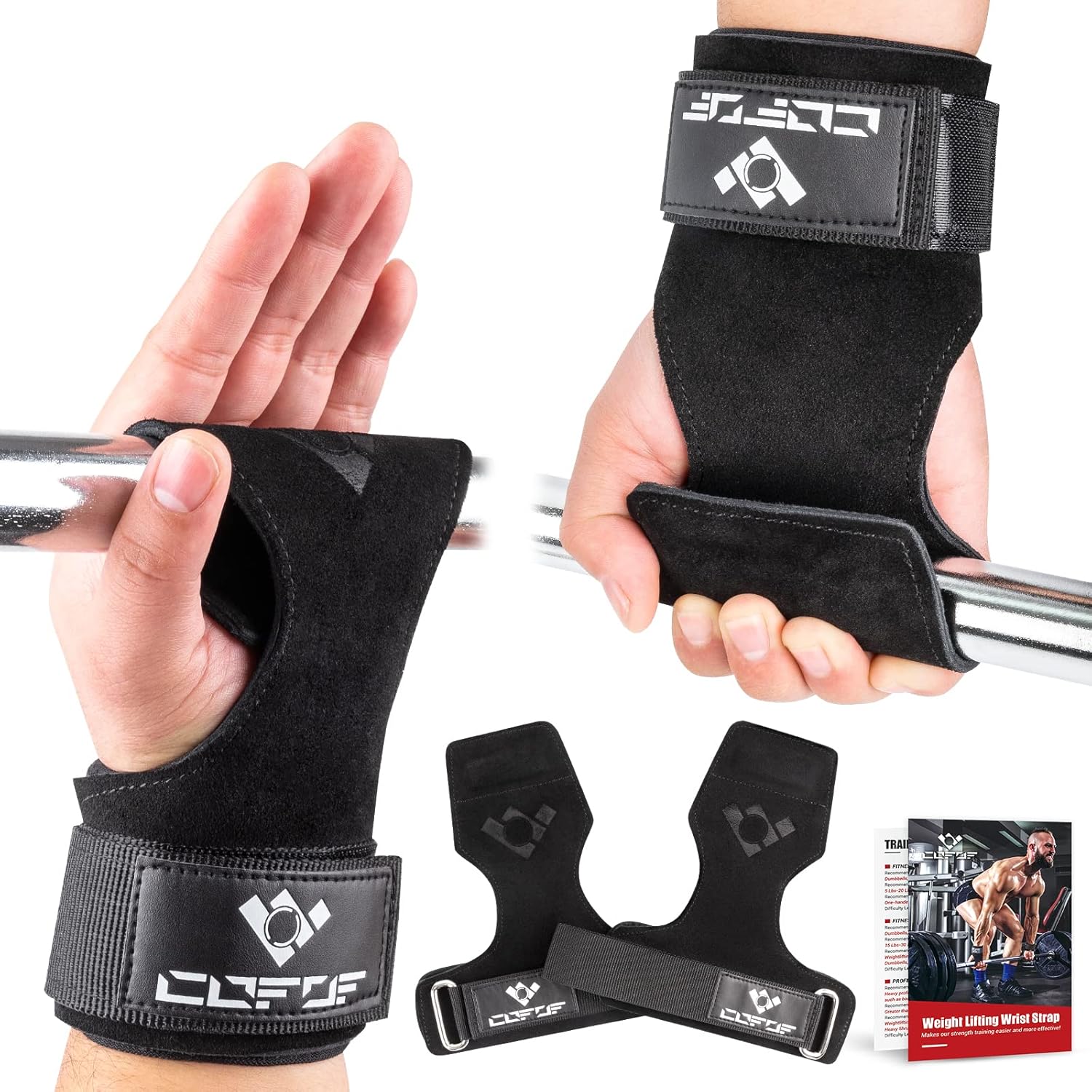 Weight Lifting Wrist Strap,Double Layer Leather Weightlifting Wrist Strap for De...