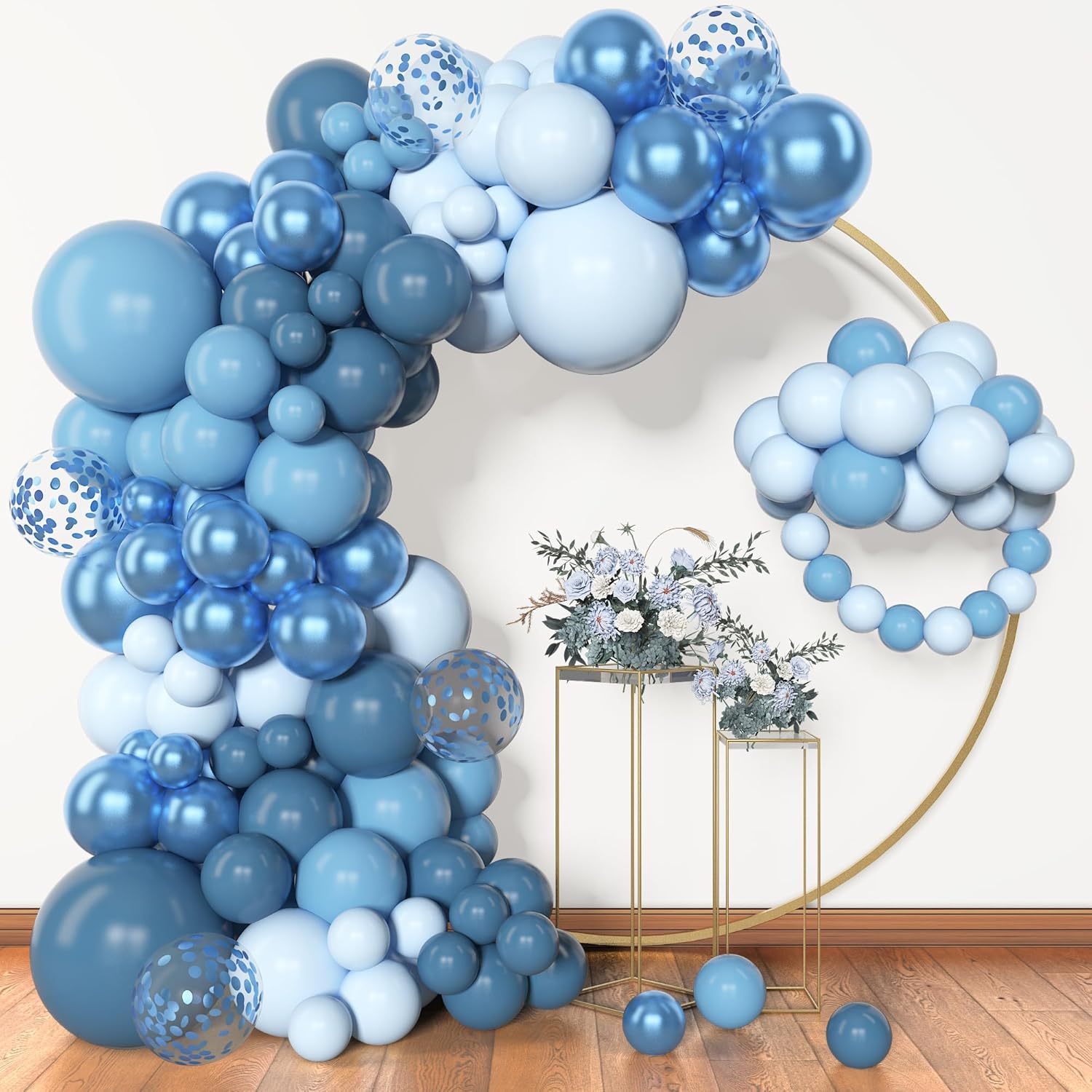 Amandir 153pcs Blue Balloon Garland Arch Kit, Different Sizes 18 12 10 5 inch Bl...