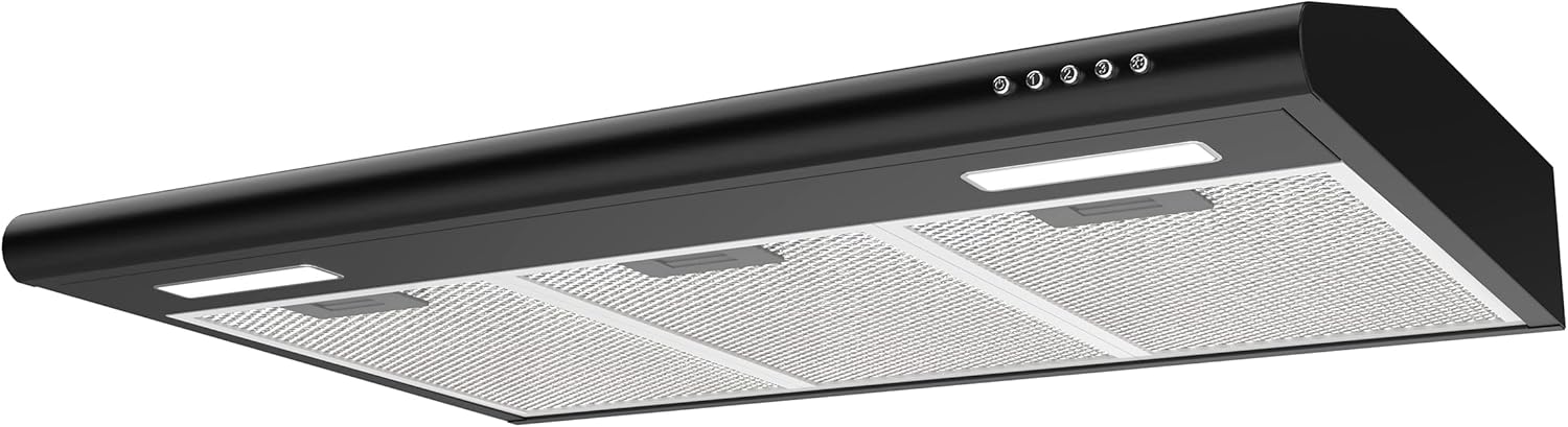 CIARRA AWB75918B Black Range Hood 30 inch Under Cabinet with Anti-Fingerprint De...