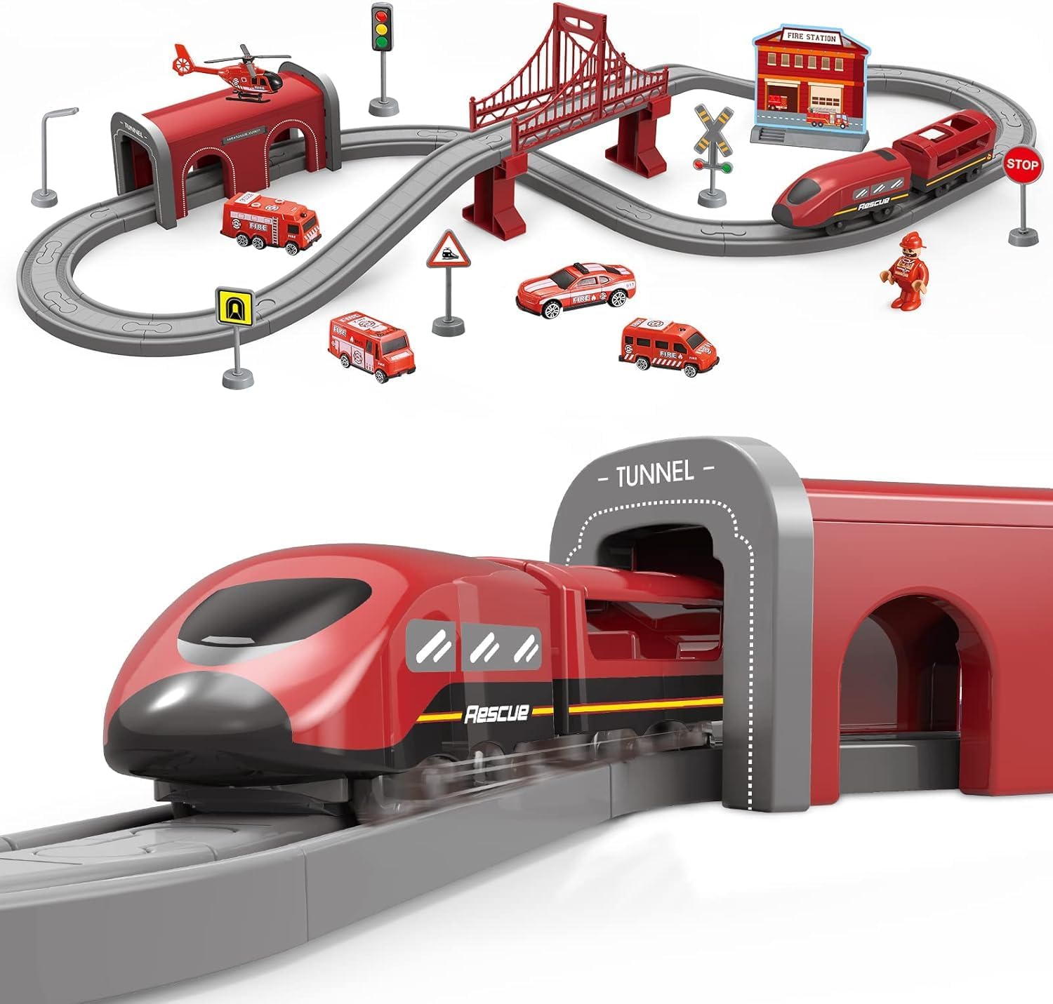 XIAPIA Railway Learning Educational Toys, Train Sets for Kids Boys Girls Age 3 Y...