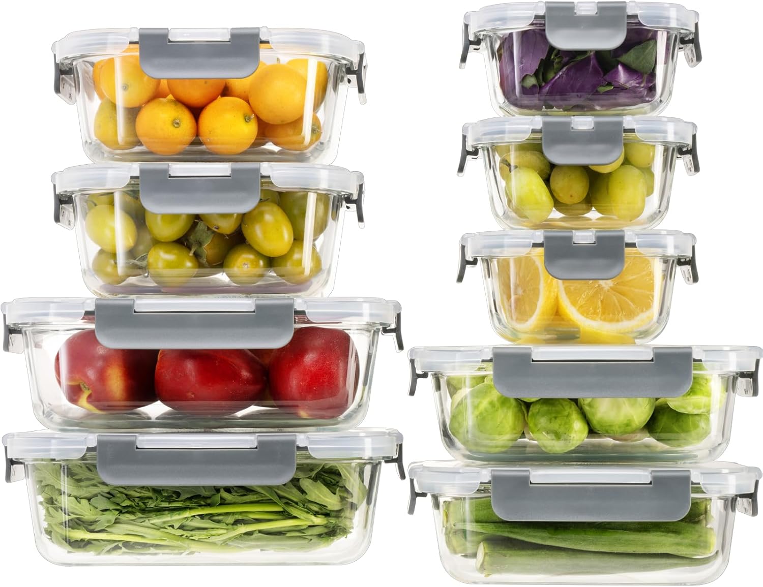 18 Pieces Glass Food Storage Containers with Lids,Airtight Glass Meal Prep Conta...