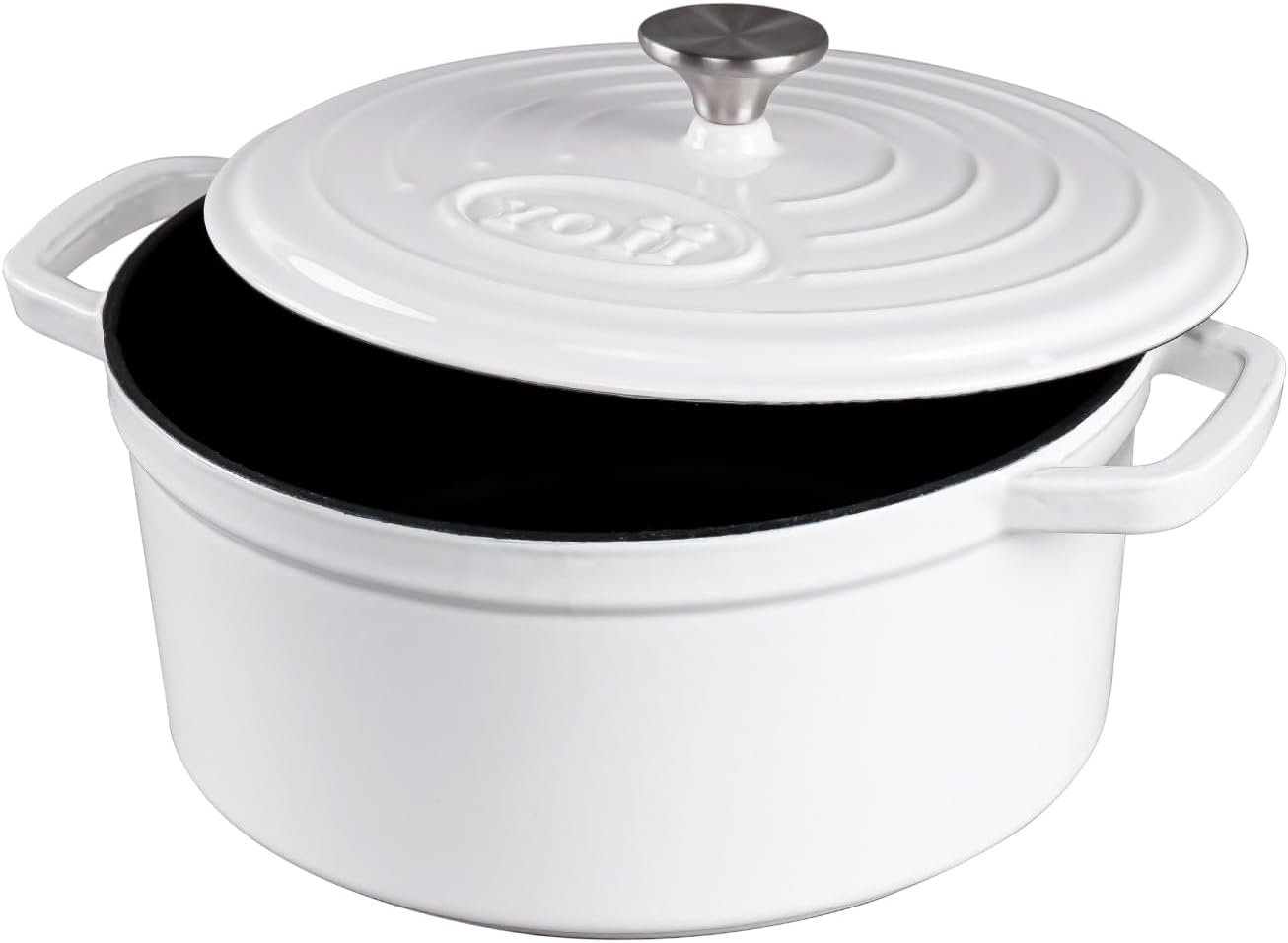 Dutch Oven 4.5 Quart White, Enameled Cast Iron Dutch Oven with Lid, Household Ro...