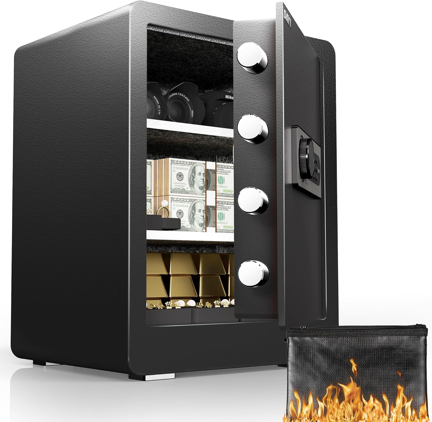 DAYI Safe Box, 2.0 Cubic Feet Home Safe with Fireproof Waterproof Bag, Security...