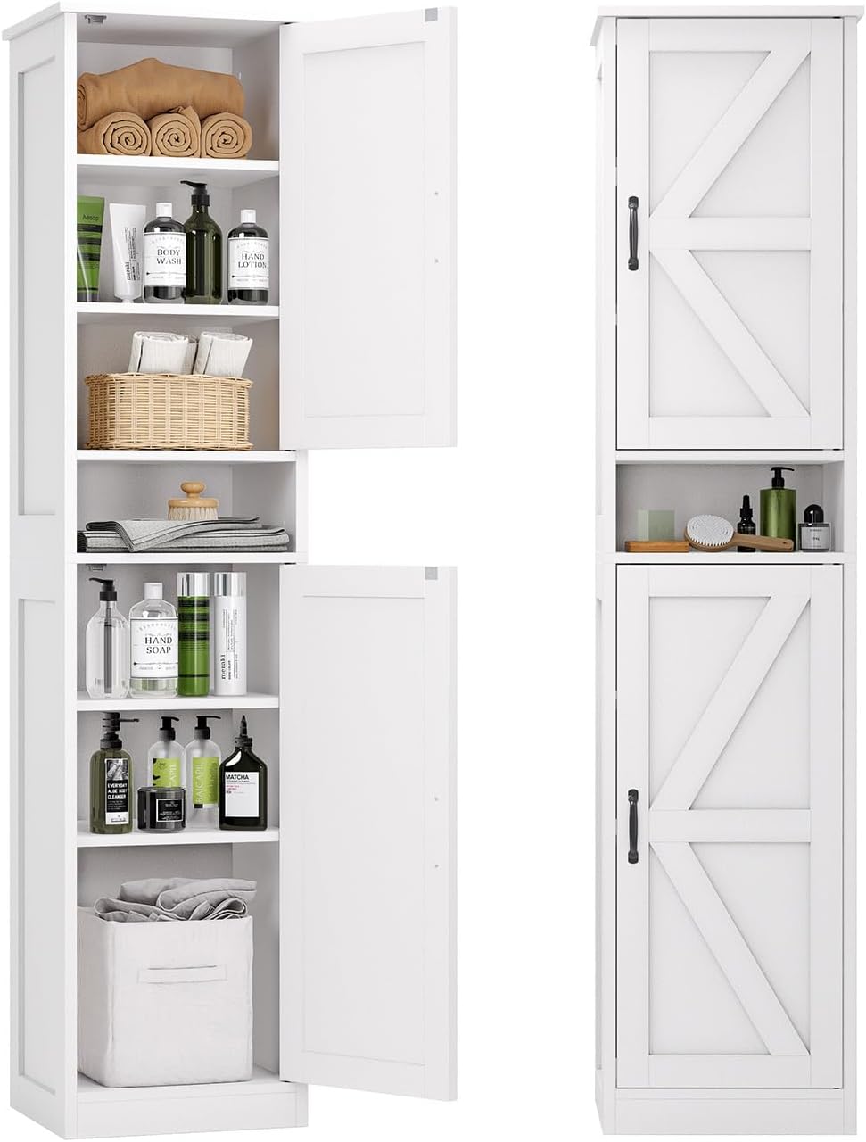 oneinmil 70" Tall Bathroom Cabinet, Narrow Storage Cabinet with 2 Doors and Adju...