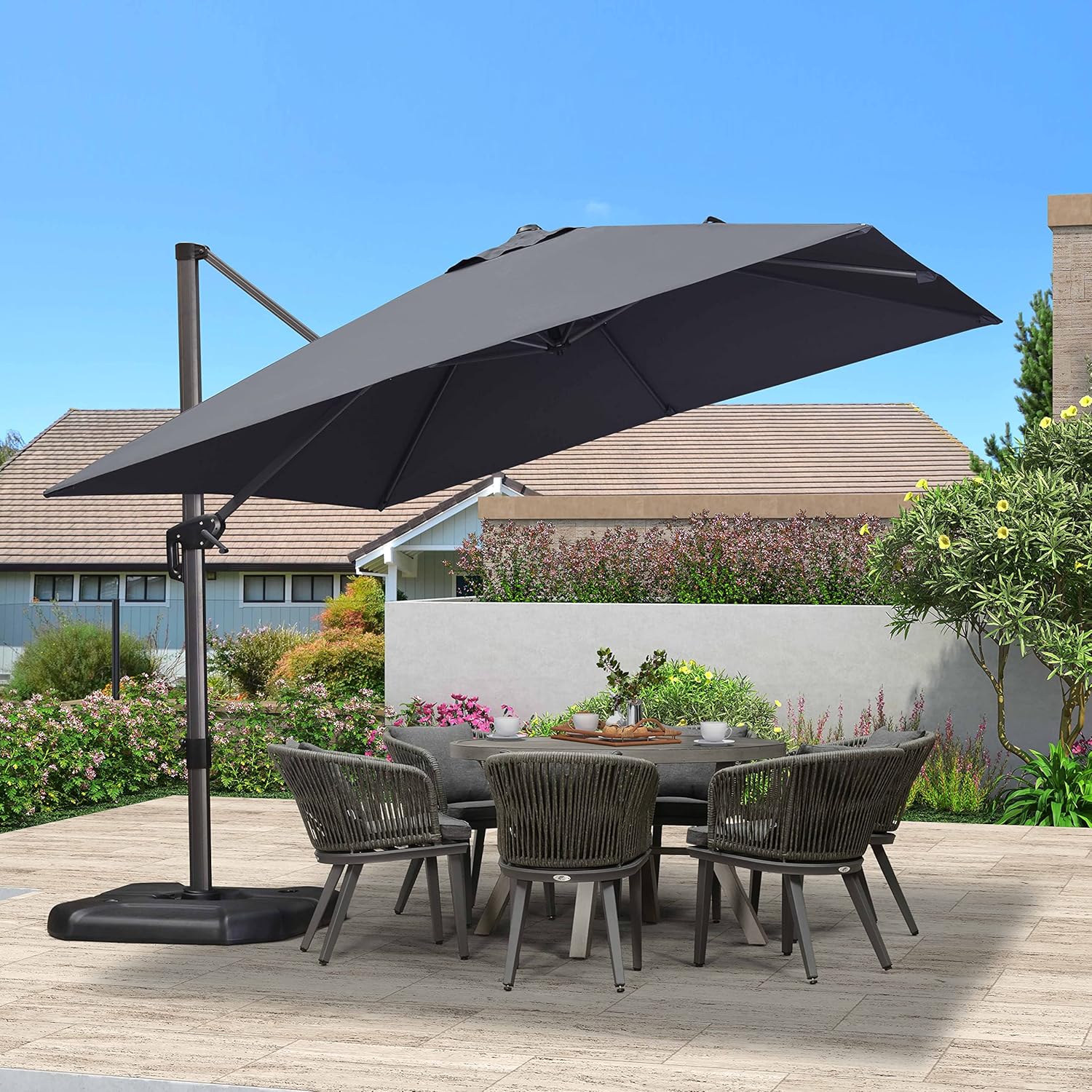 PURPLE LEAF 10 Feet Patio Umbrella Outdoor Cantilever Square Umbrella Aluminum O...