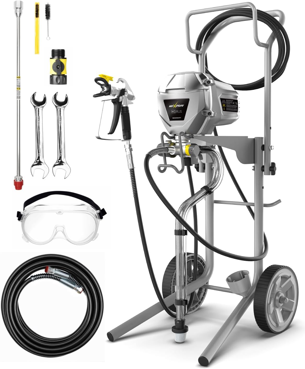 InoKraft MaXpray M3 Cart Airless Paint Sprayer, Highly Efficient Thinning-Free M...