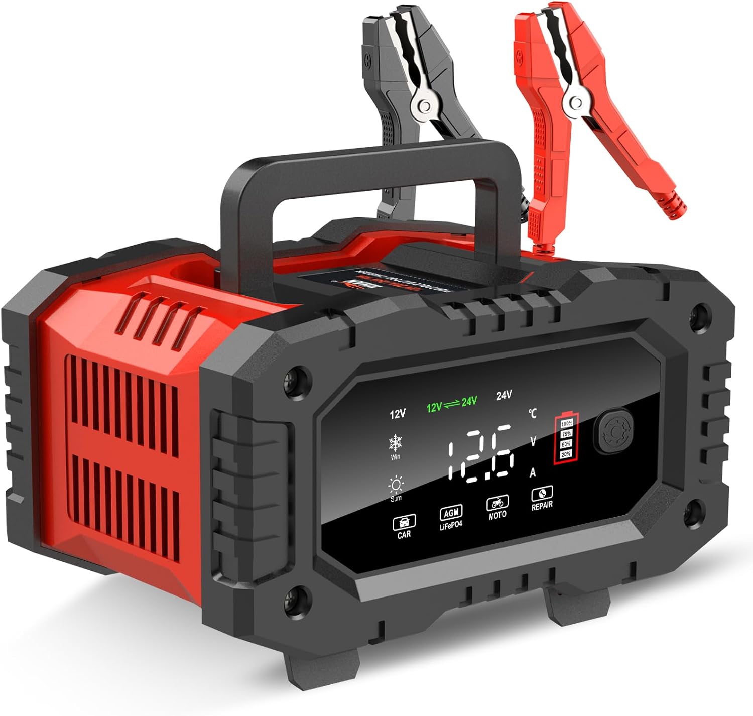 YONHAN Battery Charger 0-20A 12V/24V LiFePO4 Lead Acid Fully Automatic Battery M...