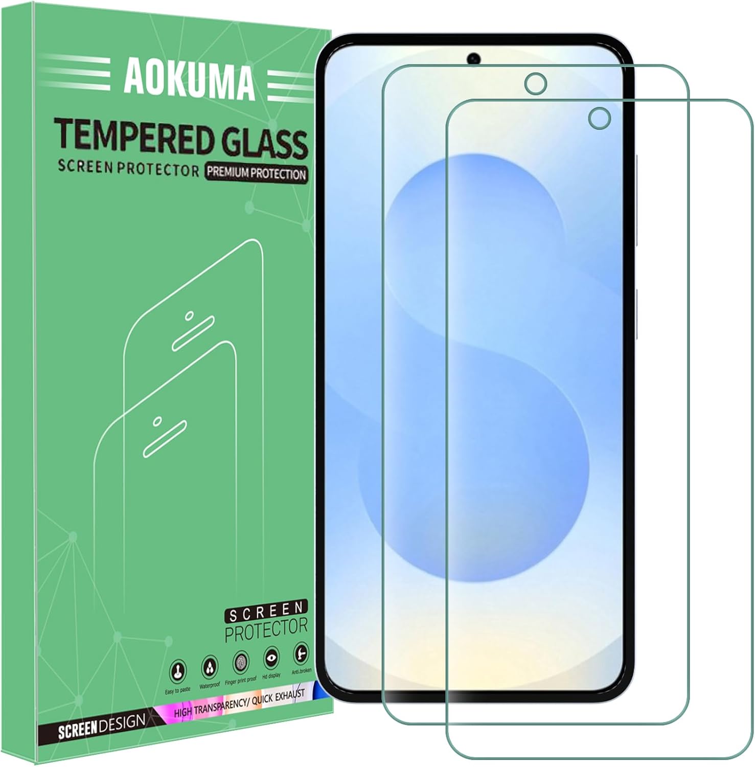 AOKUMA Tempered Glass for Samsung Galaxy S25 5G/S24 5G (Not For A25) Screen Prot...