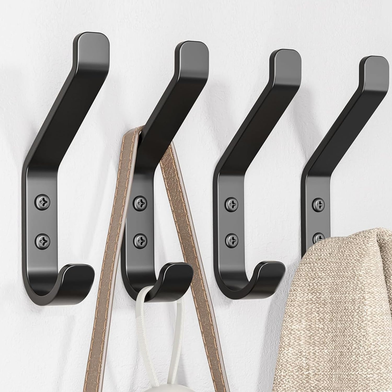 susswiff Wall Hooks for Hanging Coat: 10KG Metal Sturdy Hook with Screw, Individ...