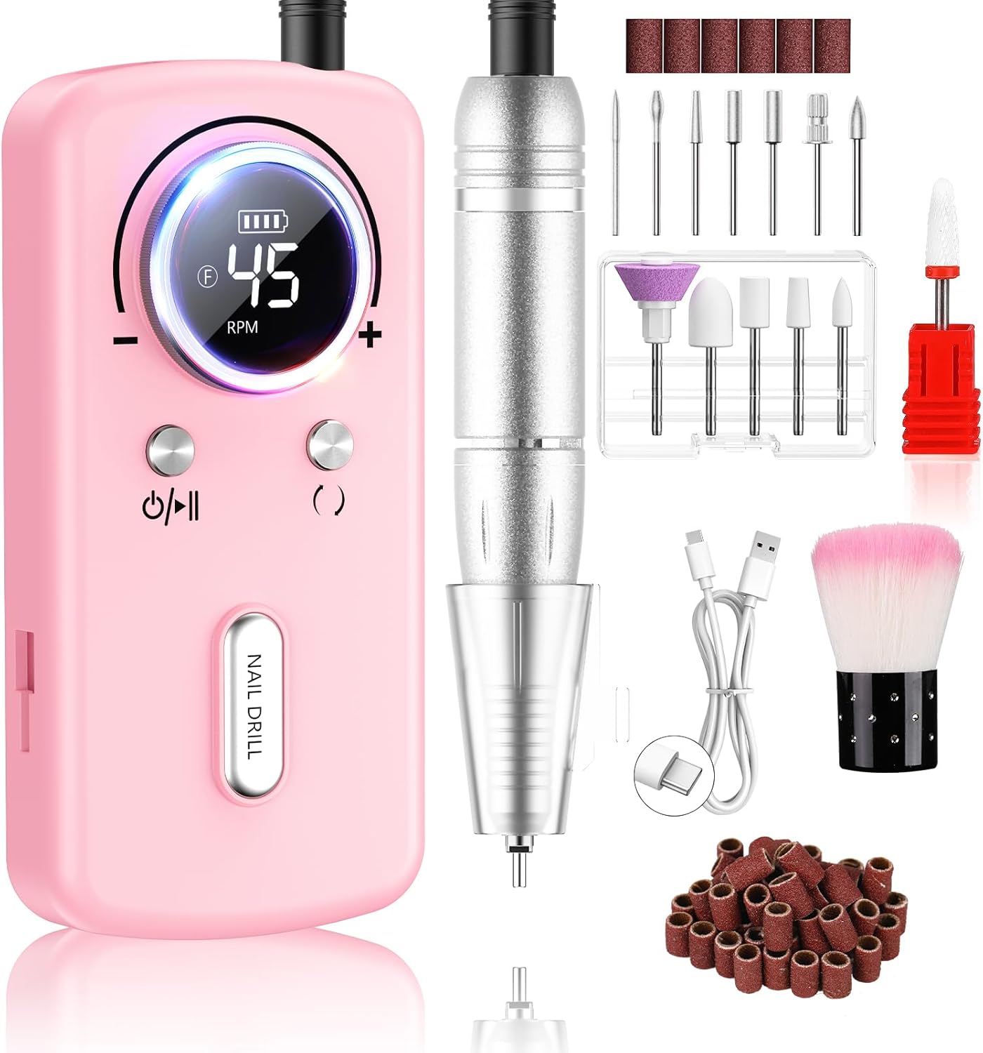 PKBD 45000RPM Professional Portable Nail Drill Machine for Acrylic and Gel Nails...