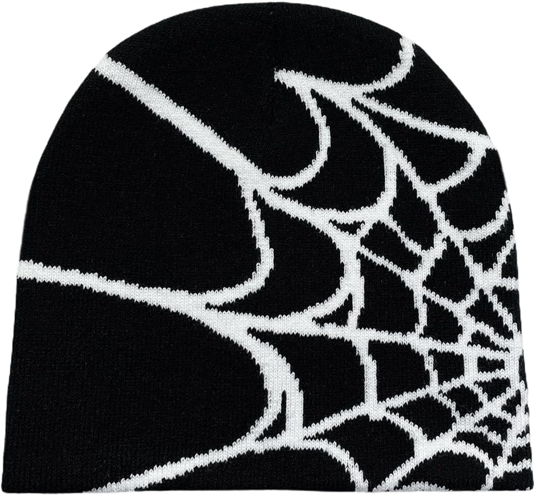 Pooyikoi Y2K Gothic Spider Pattern Wool Acrylic Knitted Hat Women Beanie Winter...