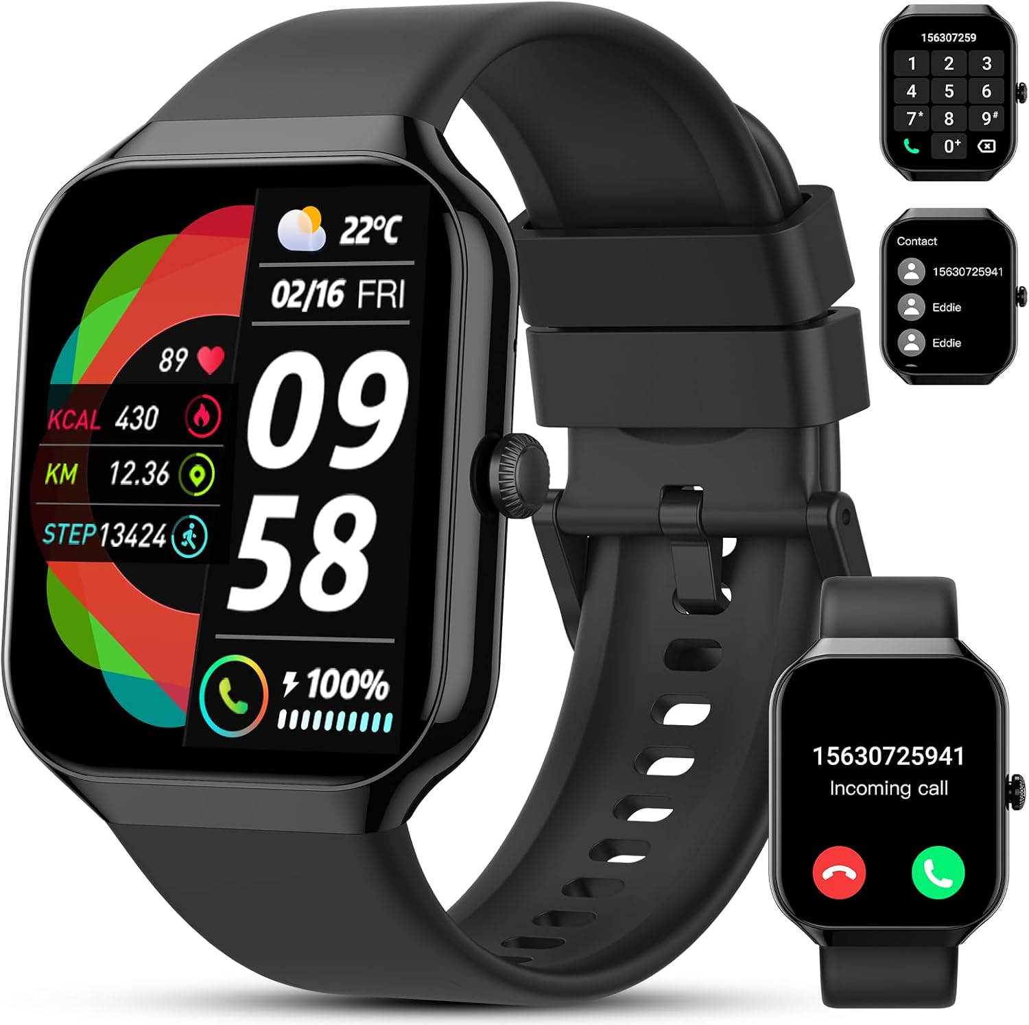 Smart Watch(Answer/Make Call), 2025 New Smartwatch for Men Women, 1.96" HD Fitne...