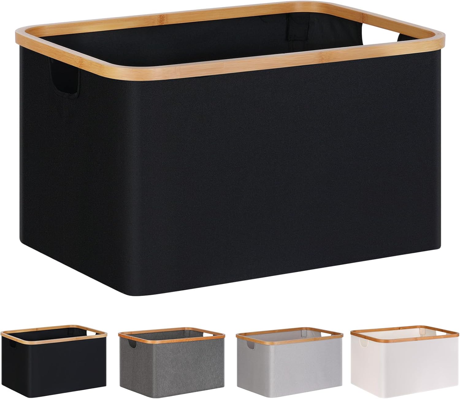 efluky Foldable Laundry Basket , 60L Bamboo Fabric Foldable Storage Basket, Stor...