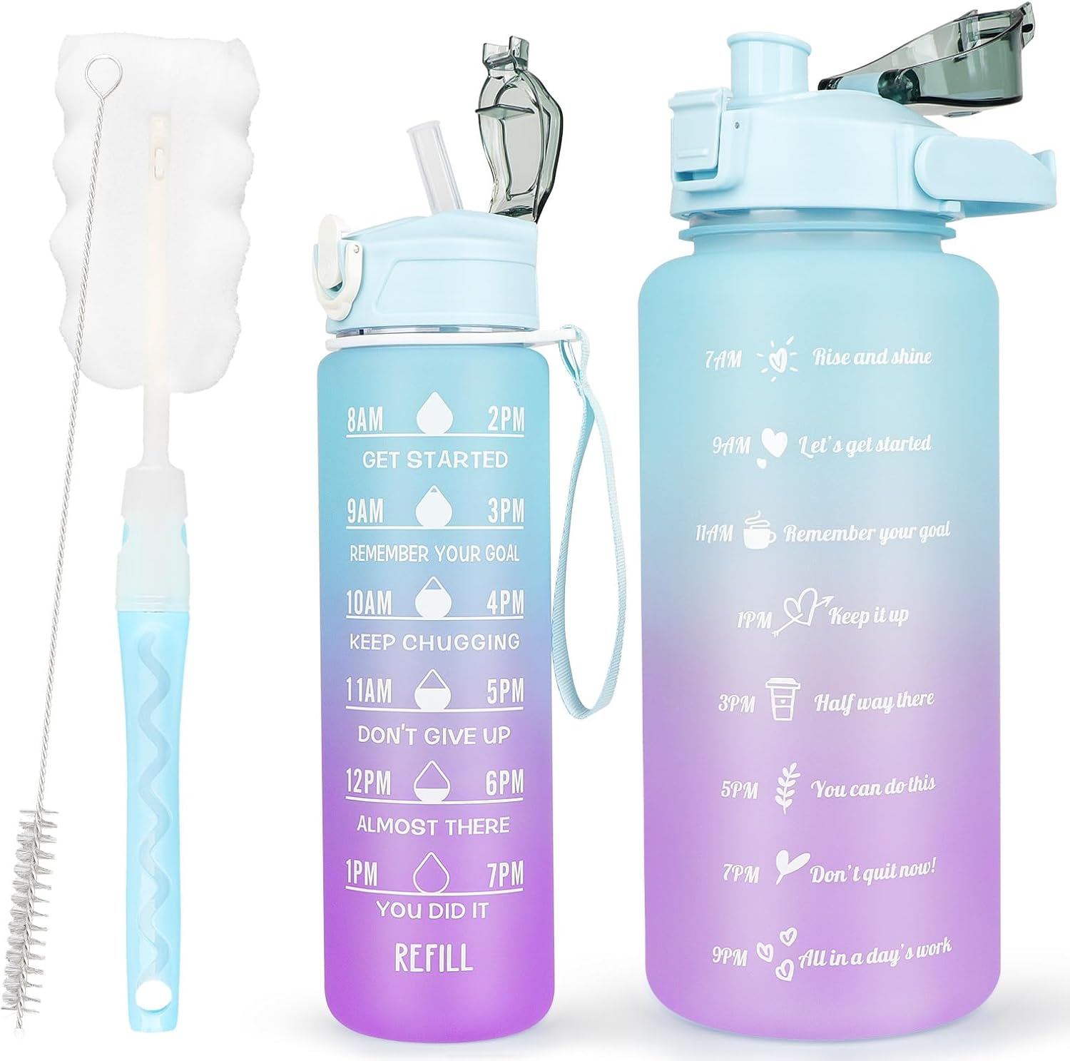 CodiCile 2 Pack Water Bottle BPA Free, 2 Liters Water Bottle & 750ml Water Bottl...