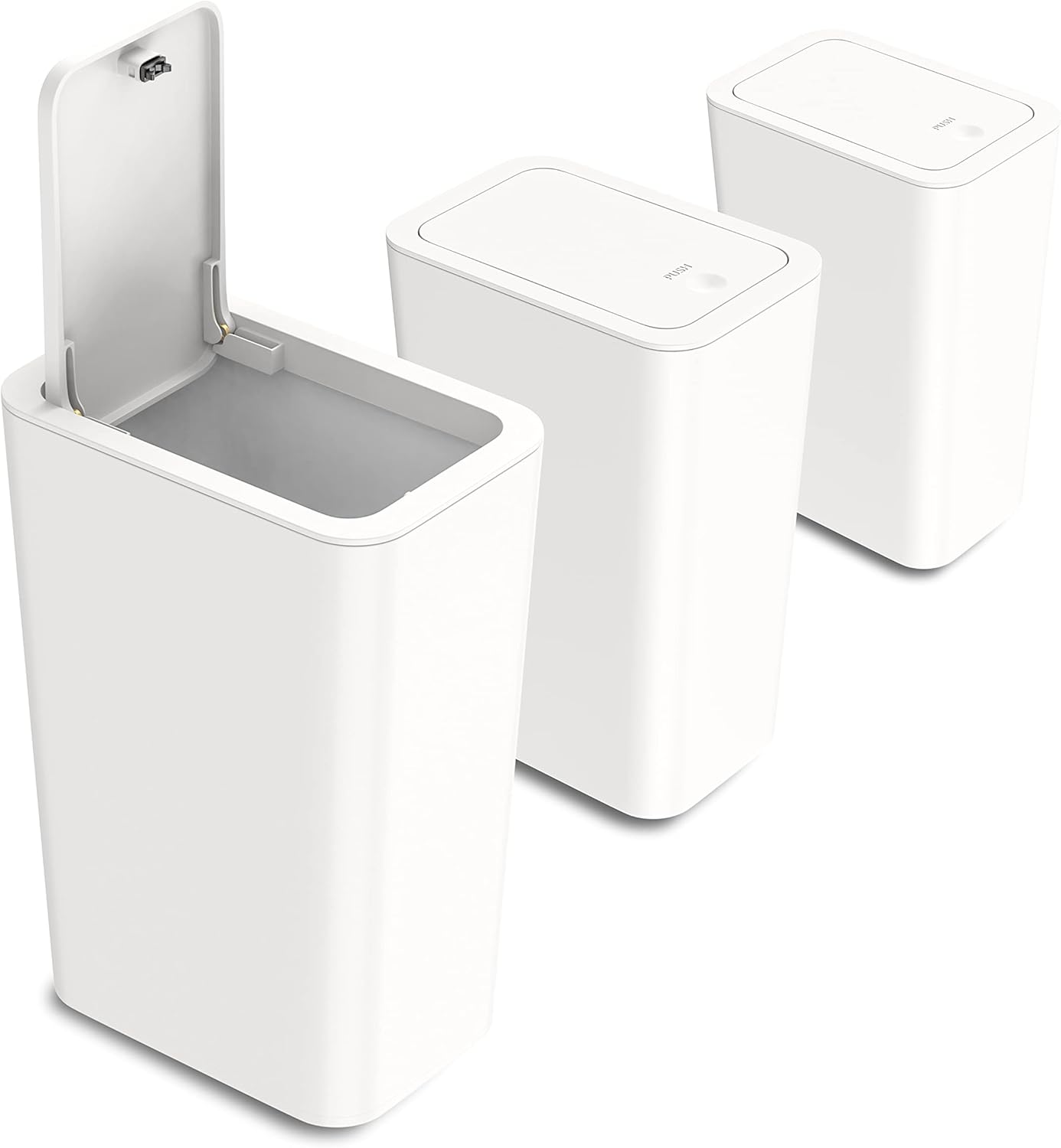 N. NETDOT 3 Pack 10L / 2.6 Gallon Small Trash Can with Lid, Bathroom Garbage Can...