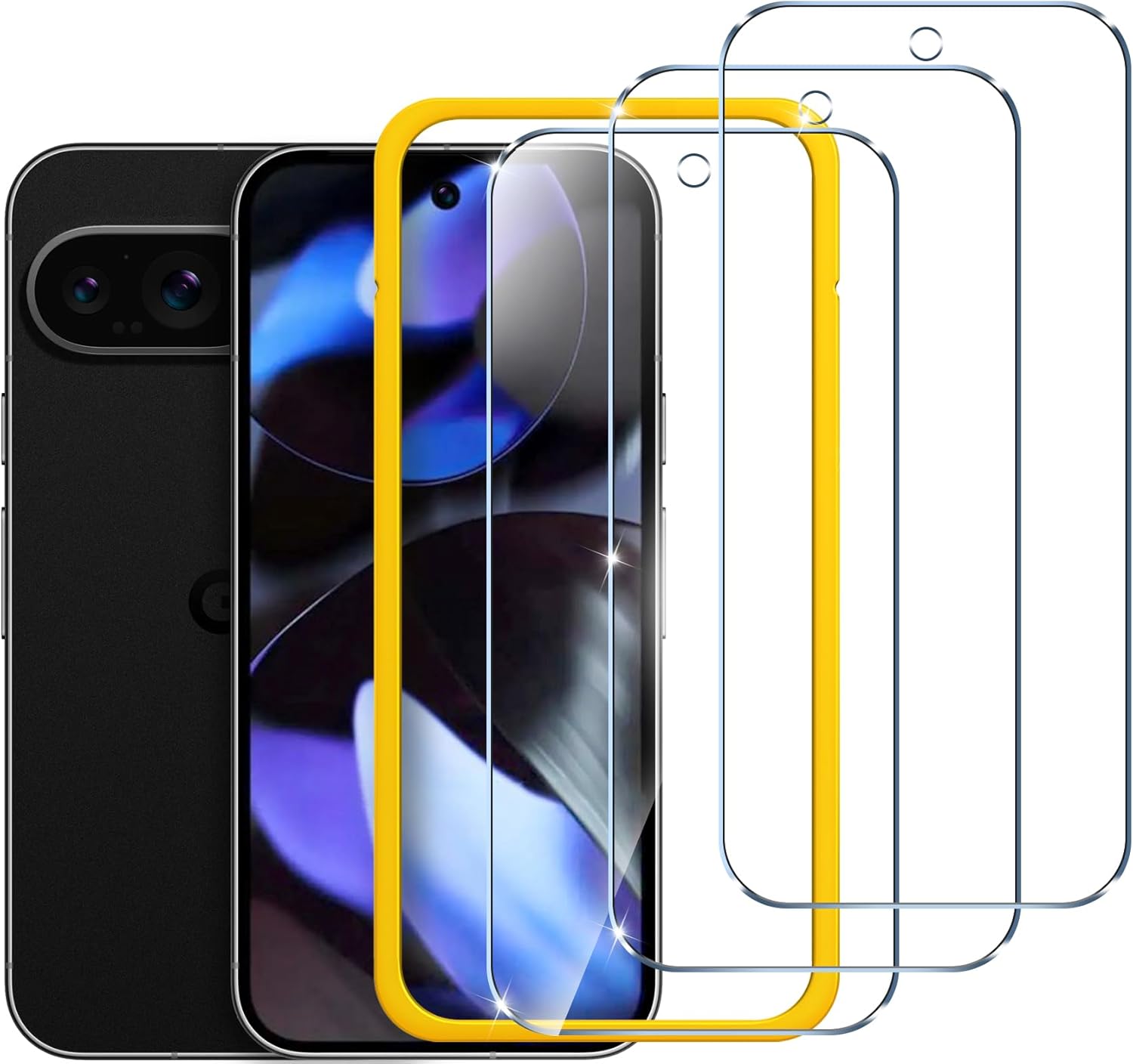 ivoler 3 Pack Screen Protector for Google Pixel 9 / Google Pixel 9 Pro, with Ali...