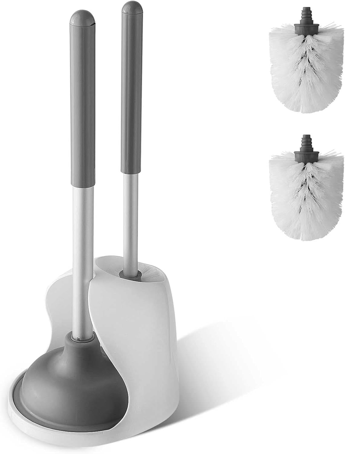 Eyliden 2-in-1 Toilet Brush and Plunger Set with 2 Extra Brush Heads, Large TPR...