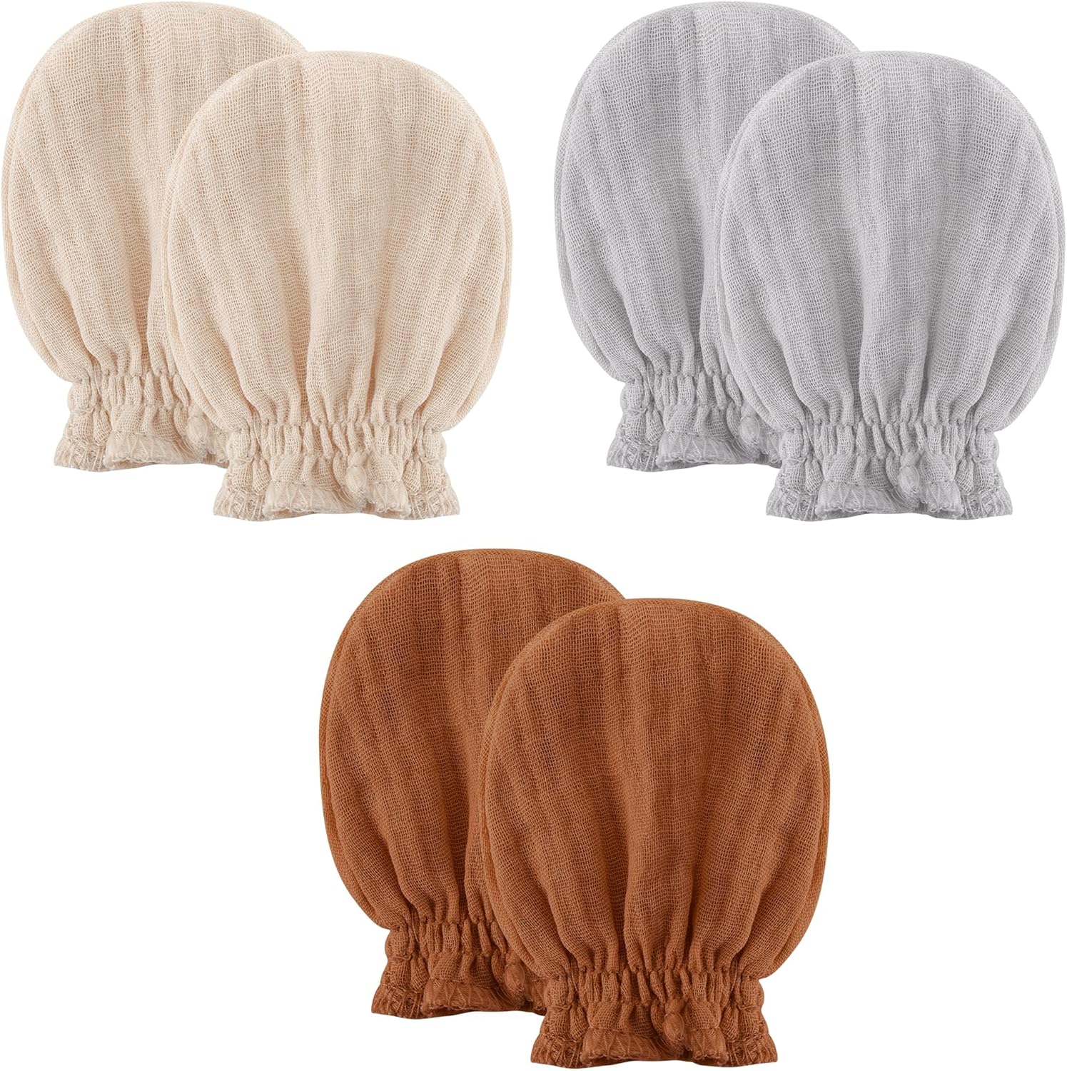 Pro Goleem Muslin Baby Mittens for Newborn, 100% Cotton No Scratch Soft Breathab...