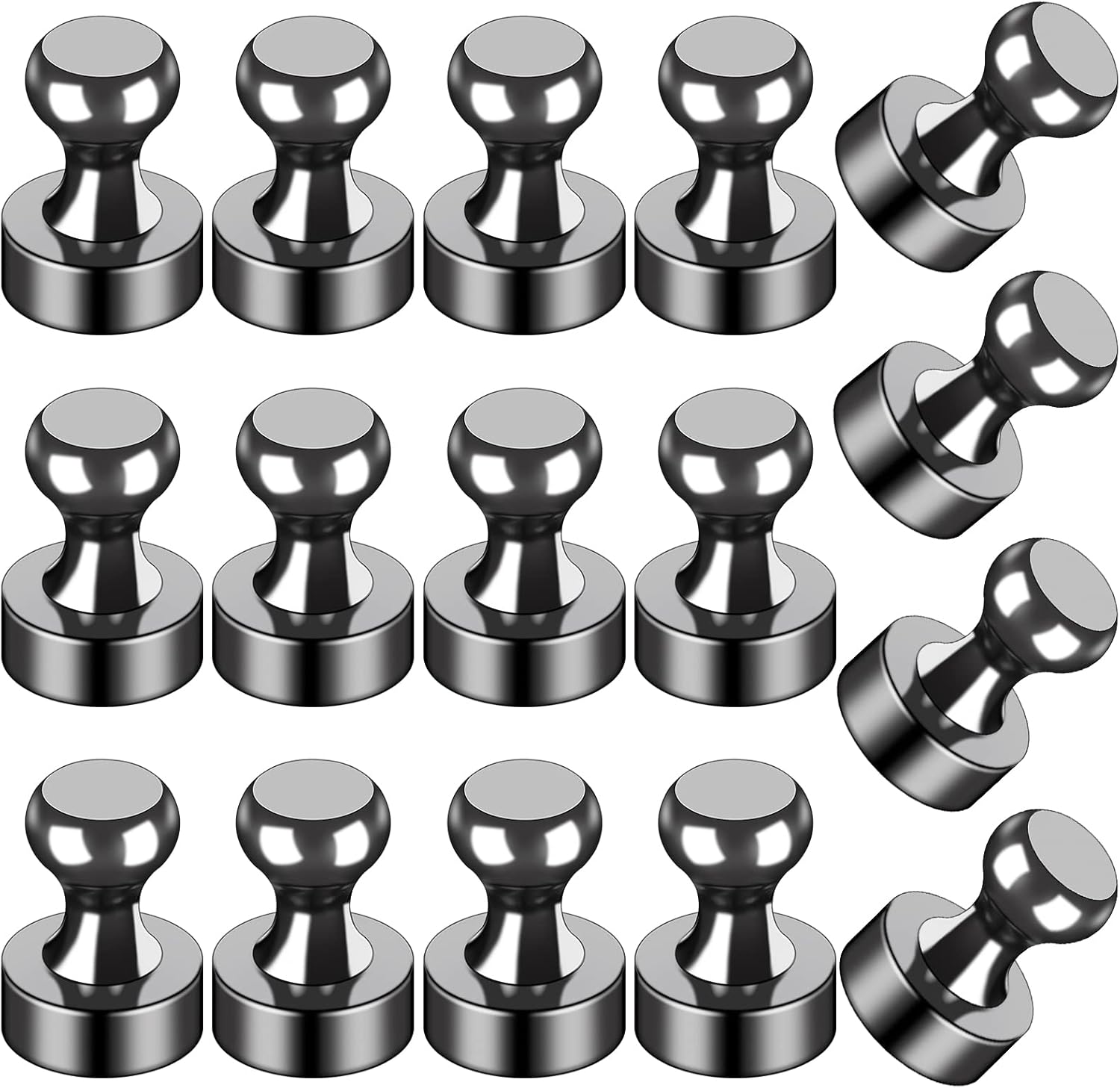 LOVIMAG 16Pcs Strong Fridge Magnets,Black Refrigerator Magnets, Push Pin Magnets...