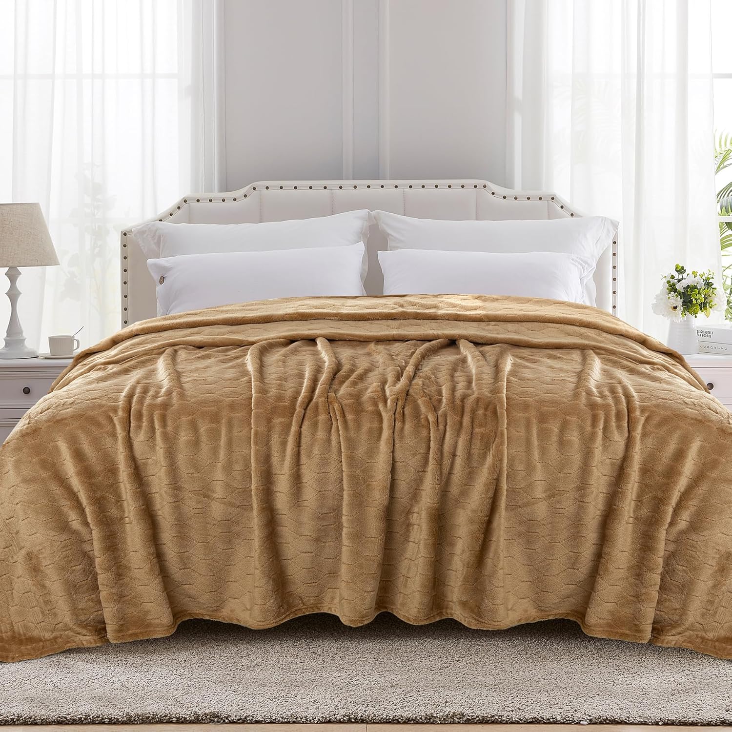 TOONOW Fleece Bed Blanket Queen Size 90x90 inches, Super Soft Fluffy Fuzzy Plush...
