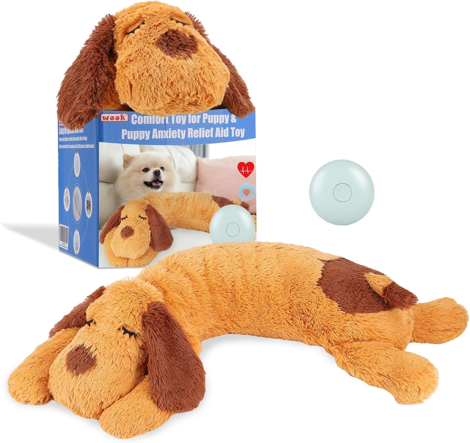 WEOK Heartbeat Puppy Toy - Comfort Cuddler Pillow, Dog Anxiety Relief Calming Ai...