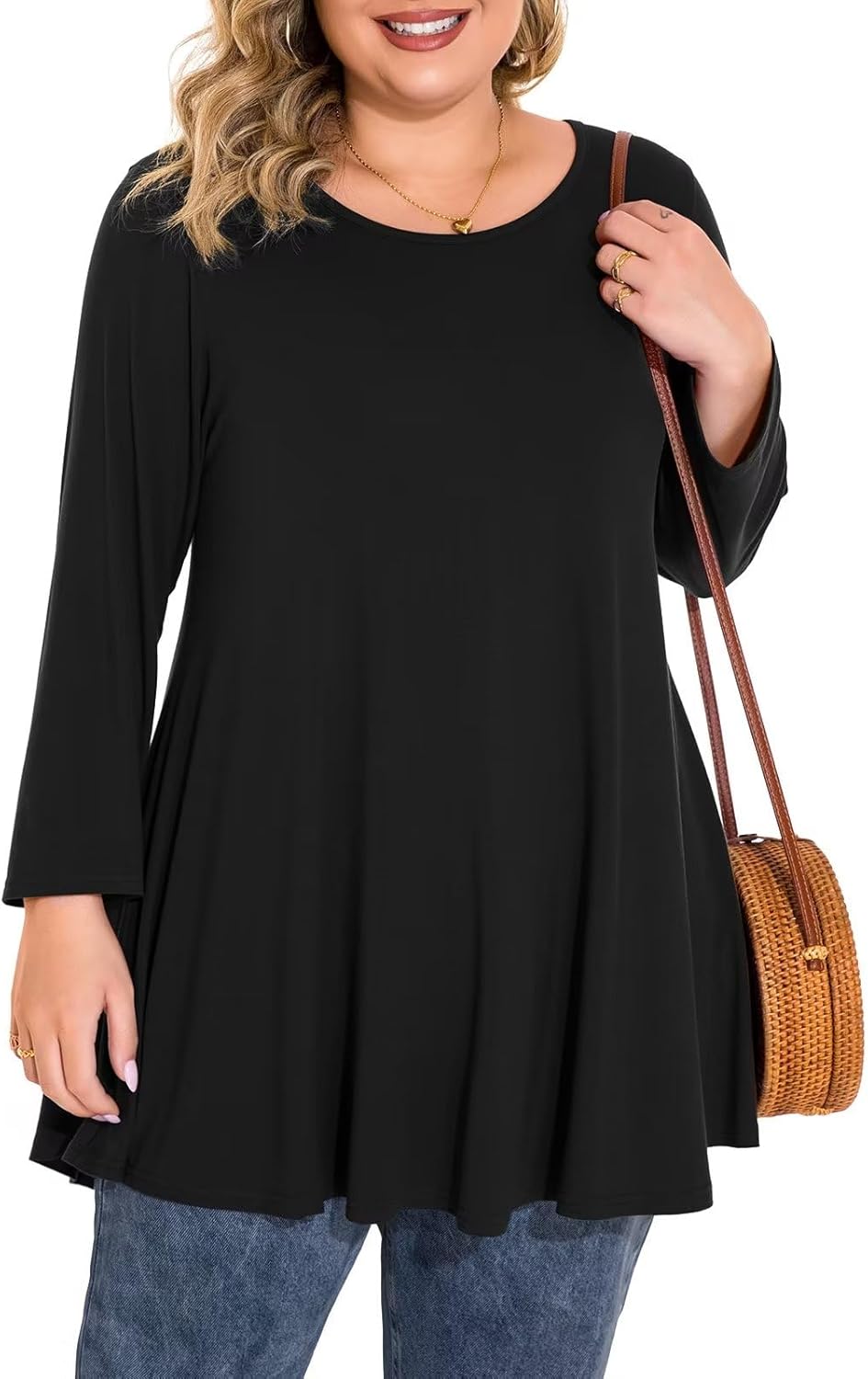 BELAROI Plus Size Tops For Women 3/4 Sleeve Comfy Tunic For Leggings Loose Casua...