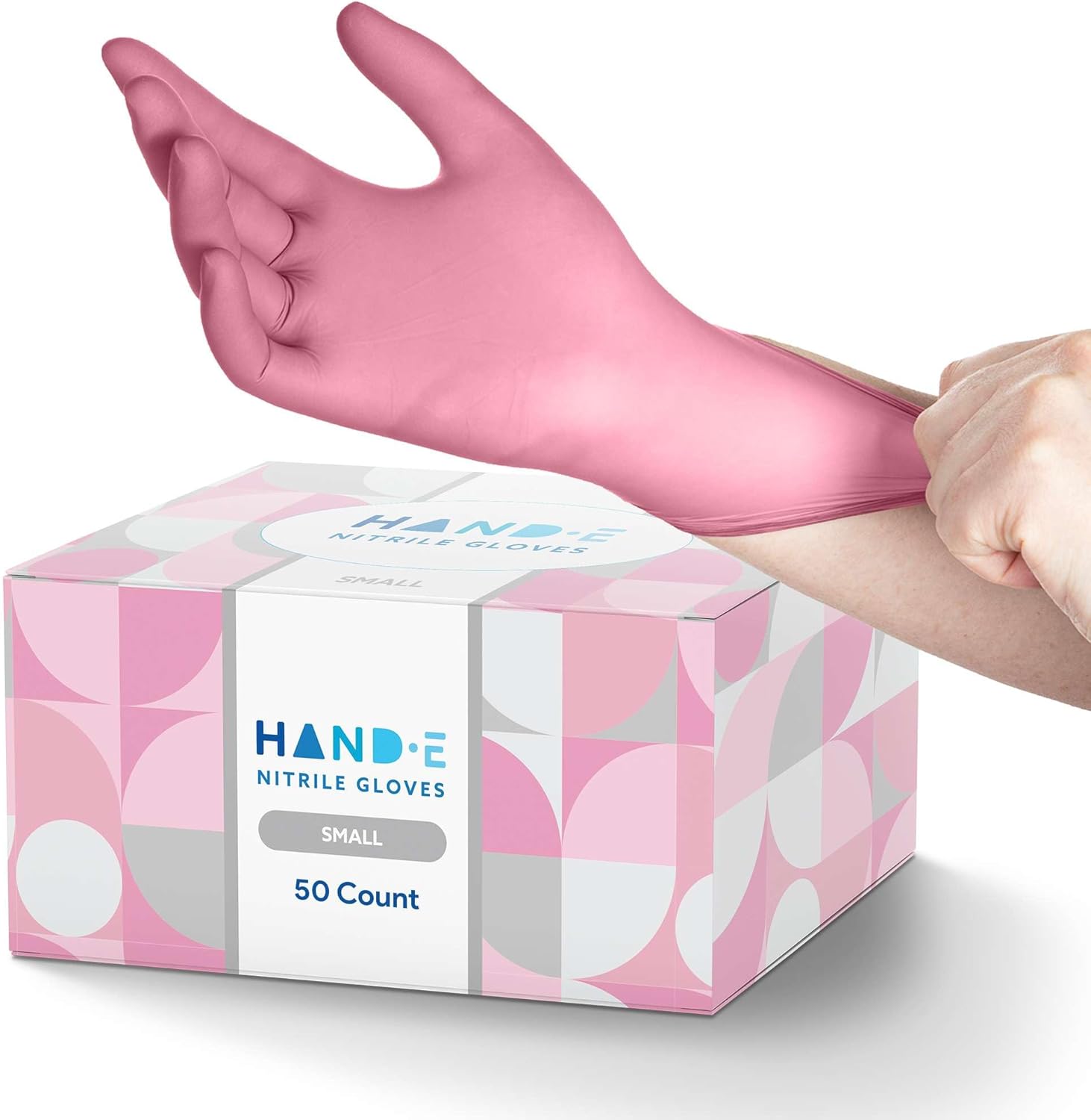 Hand-E Touch Pink Nitrile Disposable Gloves - Esthetician, Nail Tech, Hair Dye &...